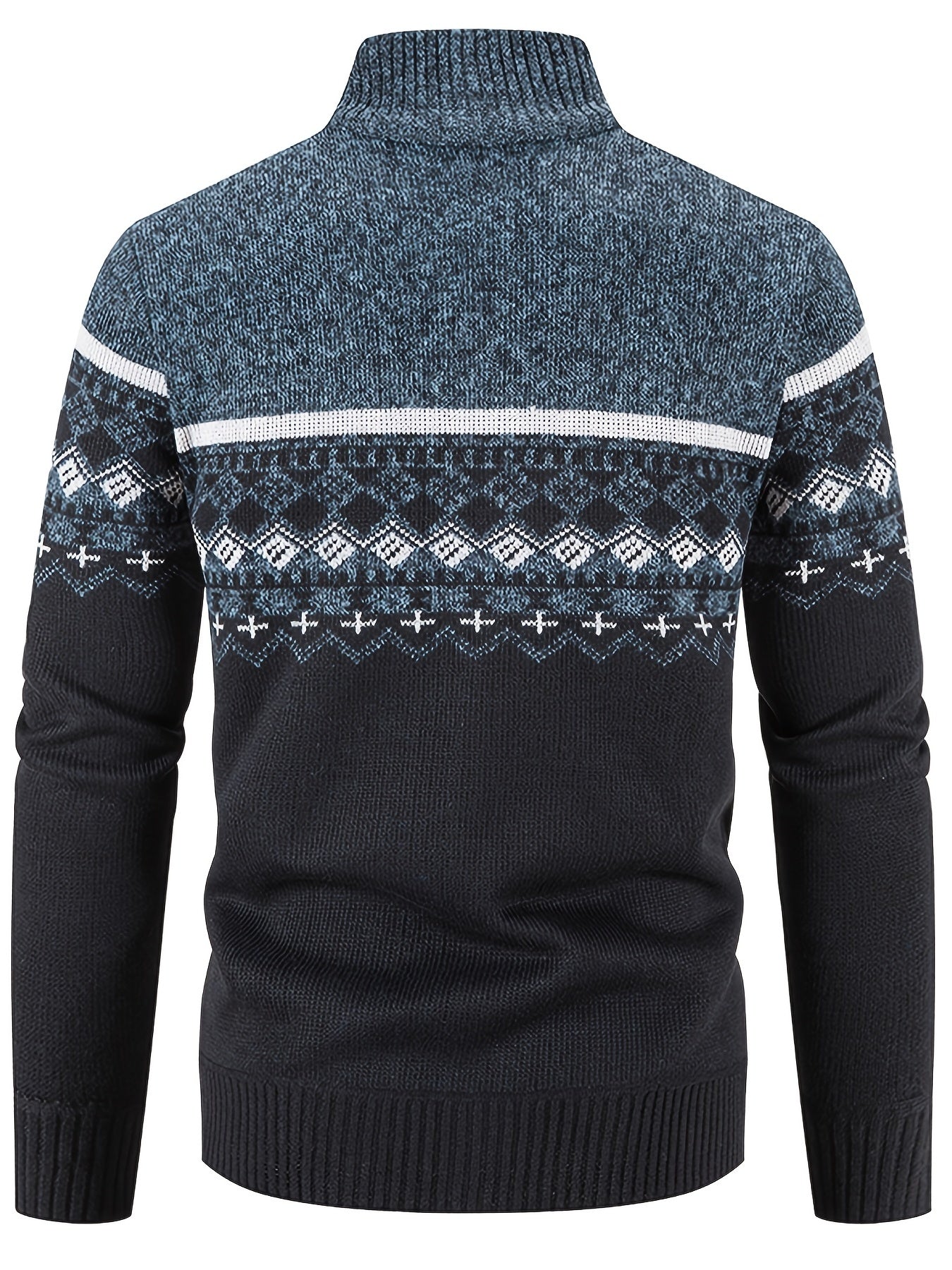 Men's Stand Collar, Knitting Thickened Warm Snowflake Cardigan