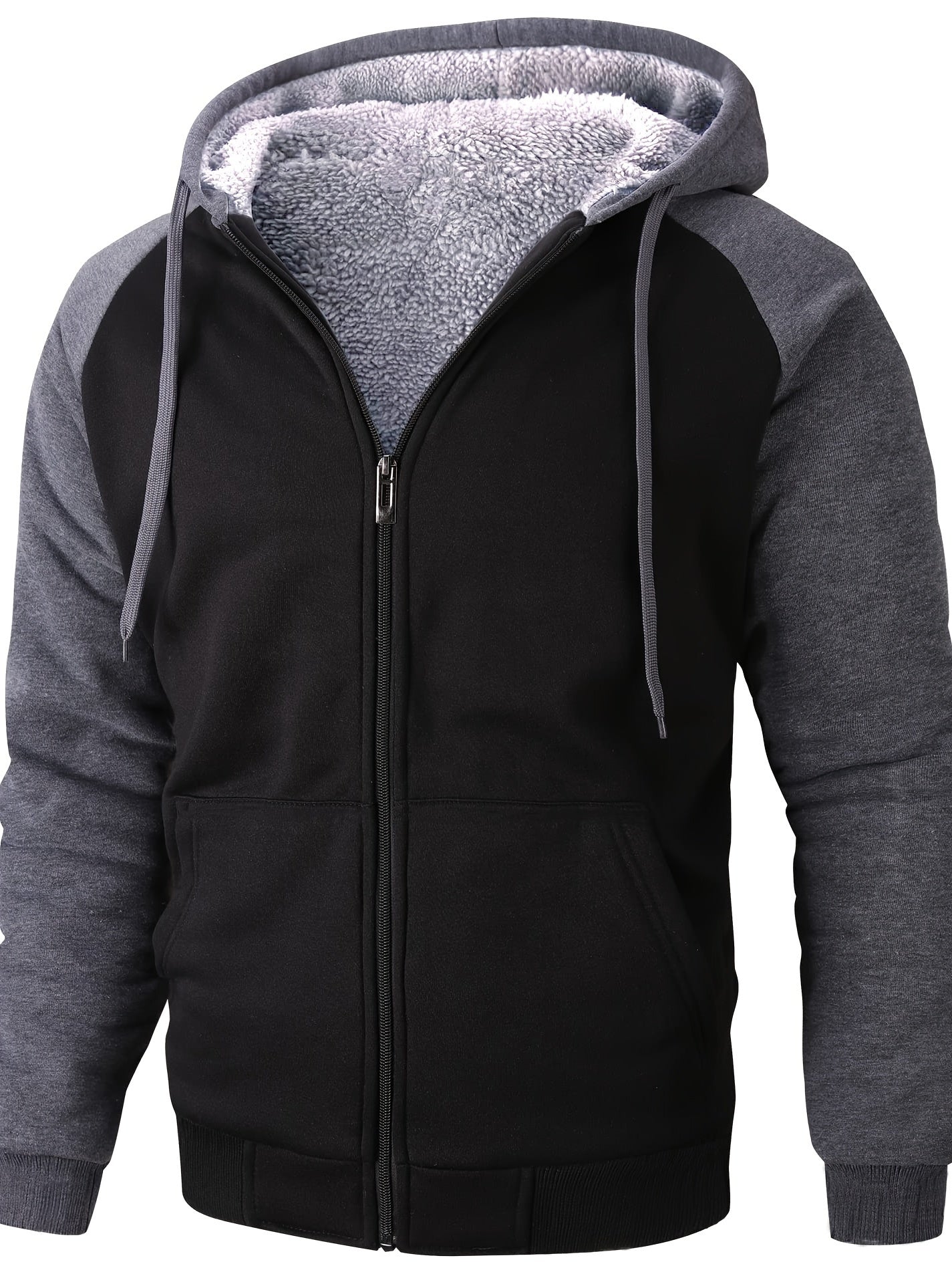 Cozy Autumn Winter Hooded Fleece Jacket - Fashion Hoodies with Contrast Color, Long Sleeve, Zip Up, Warm, Comfy, Outdoors and Sports Wear - Perfect for Casual Daily Life