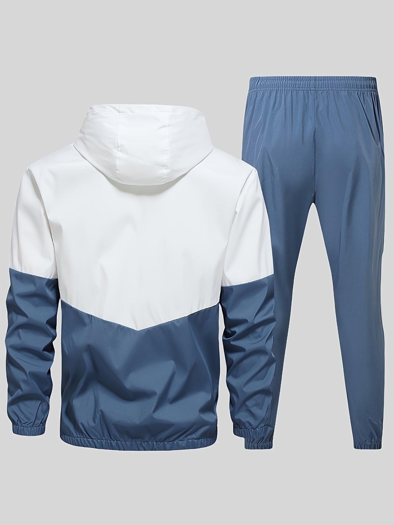 2-Piece Men's Fashion Sports Suit - Sweatsuits with Hooded Jacket and Pants, Color Blocking Design, Spring and Autumn Wear, Youth Fashion Trend, Casual and Comfortable