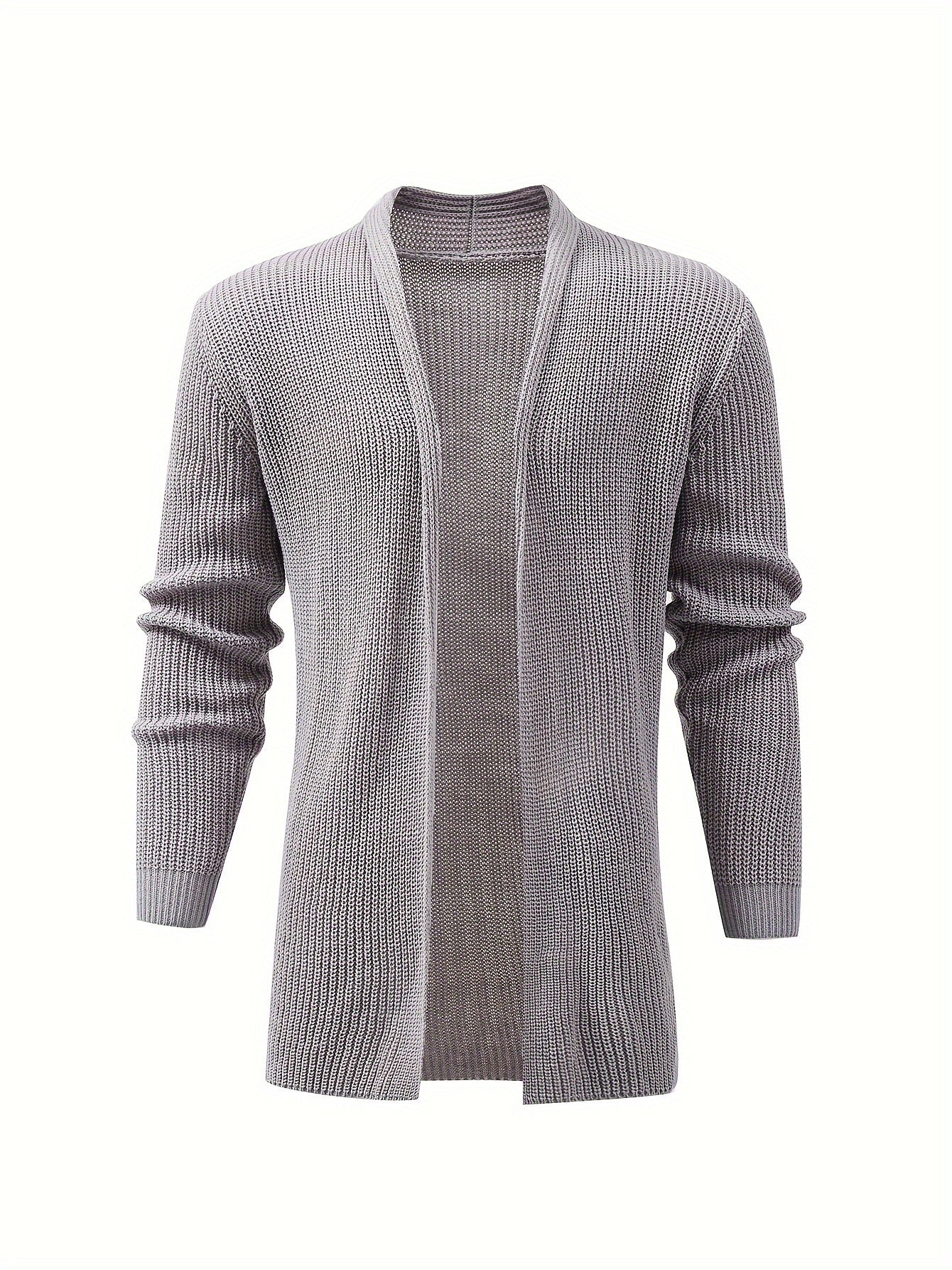 Classic Style Men's Autumn And Winter Long Sleeve And Open Placket Knit Solid Cardigan, Chic And Trendy Tops For Daily And Outdoors Leisurewear