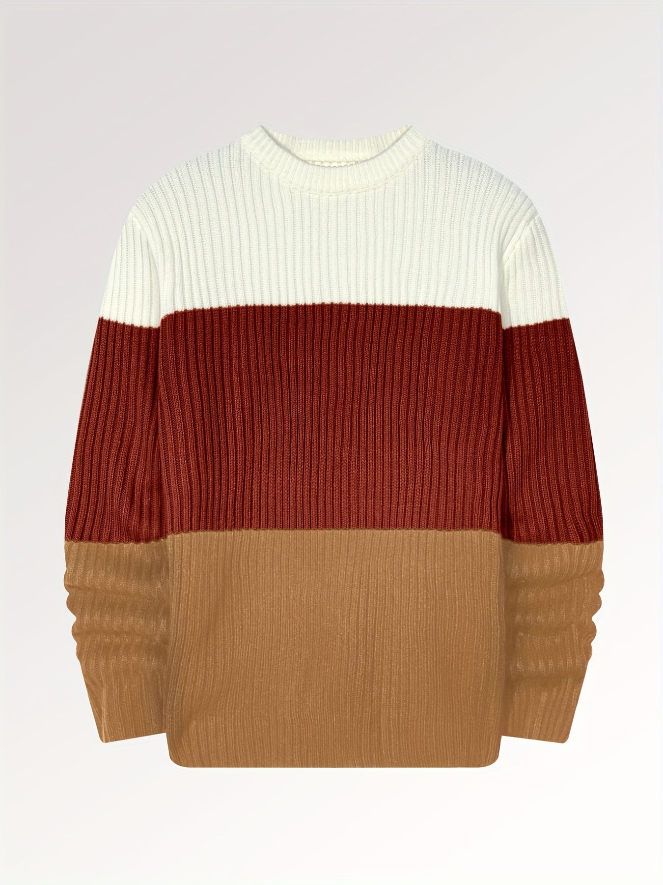 Men's Color Block Crew Neck Pullovers Knit Sweater Top