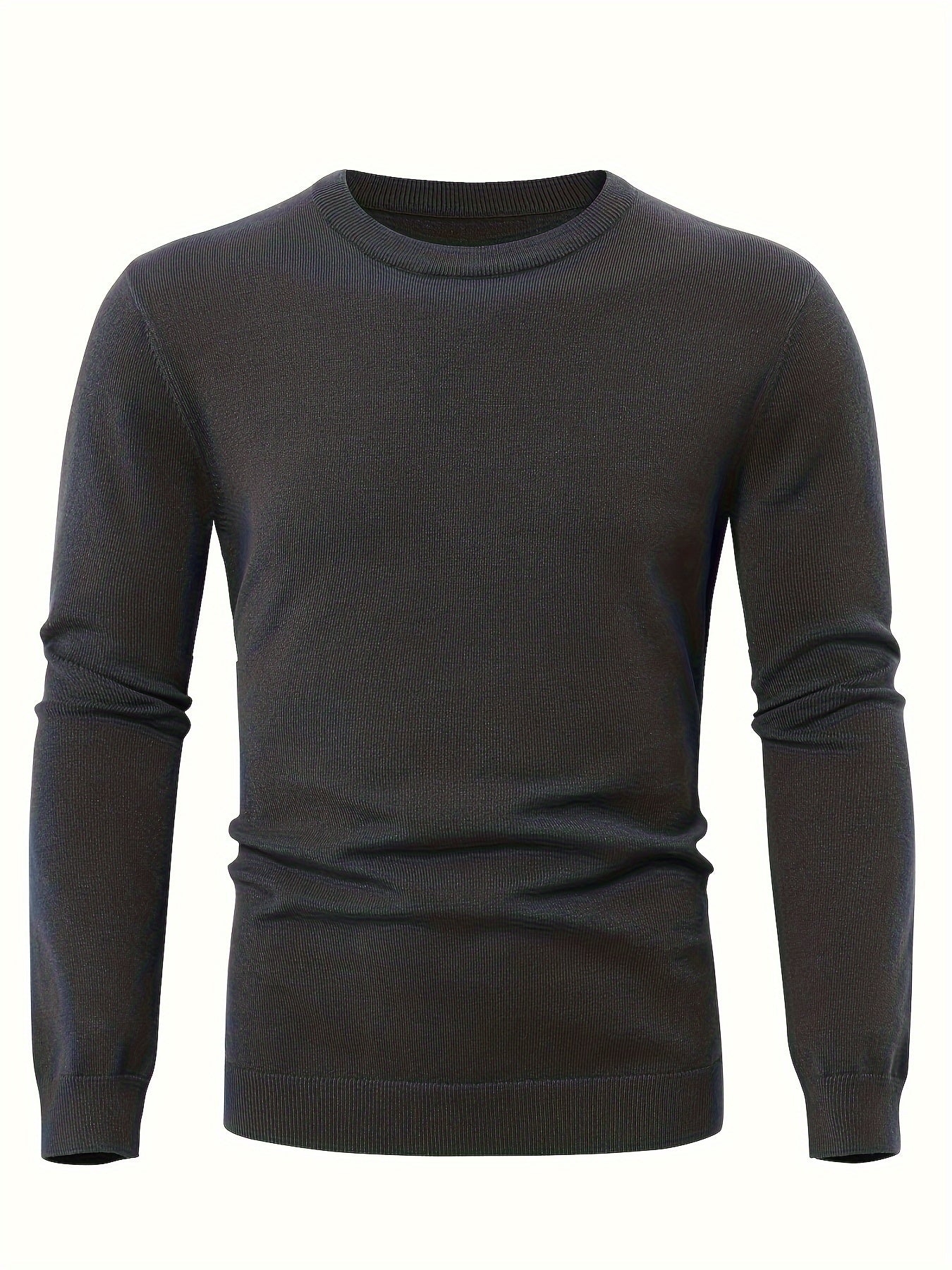 Men's Slim-fit Crew Neck Sweater - Soft Solid Knitted Pullover for Casual Fall and Winter Wear with Long Sleeve