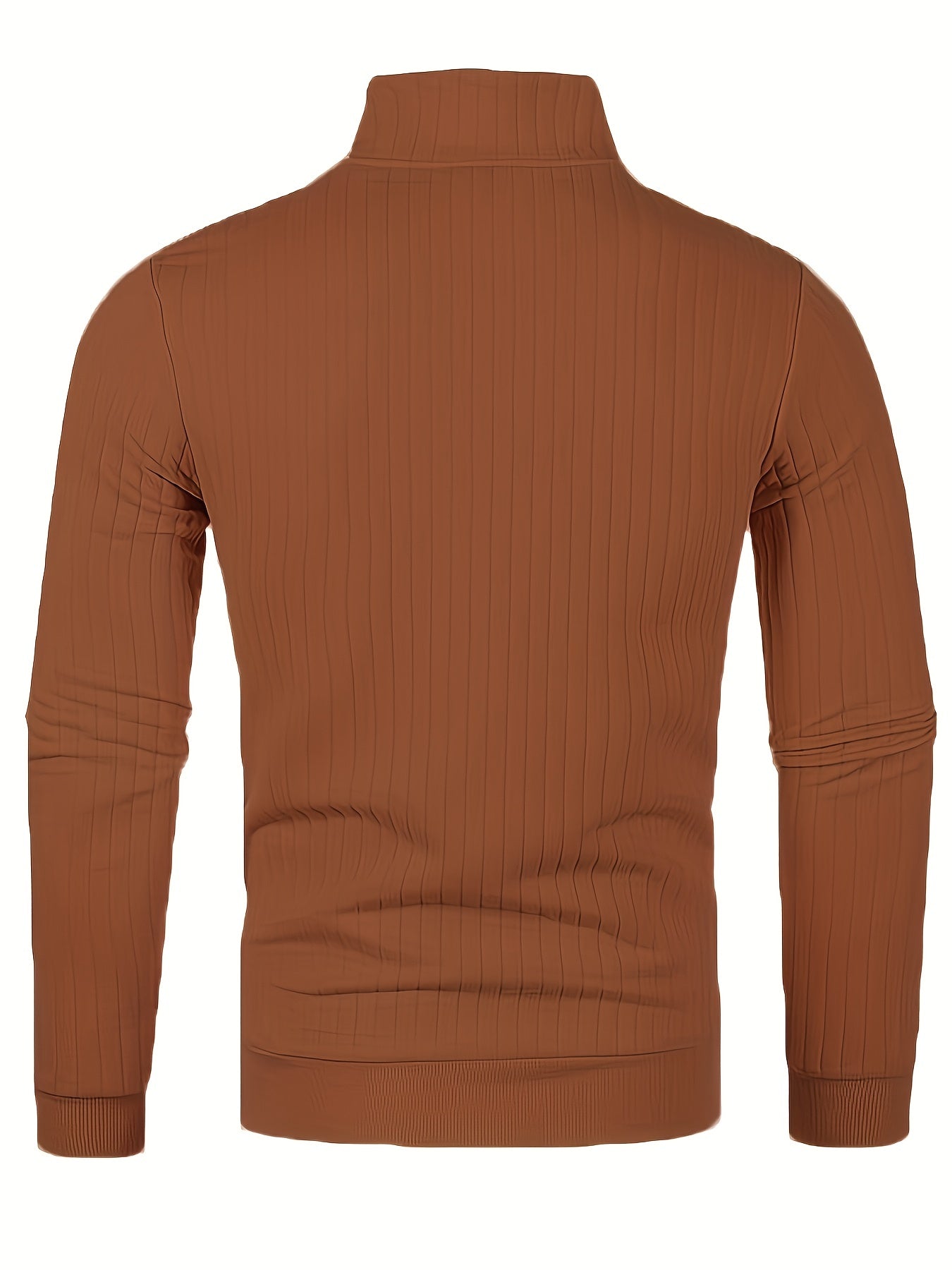 Men's Stand Collar Solid Knit Sweater, Men's Casual Lapel Slightly Stretch V-Neck Pullover Sweater For Men Winter Fall