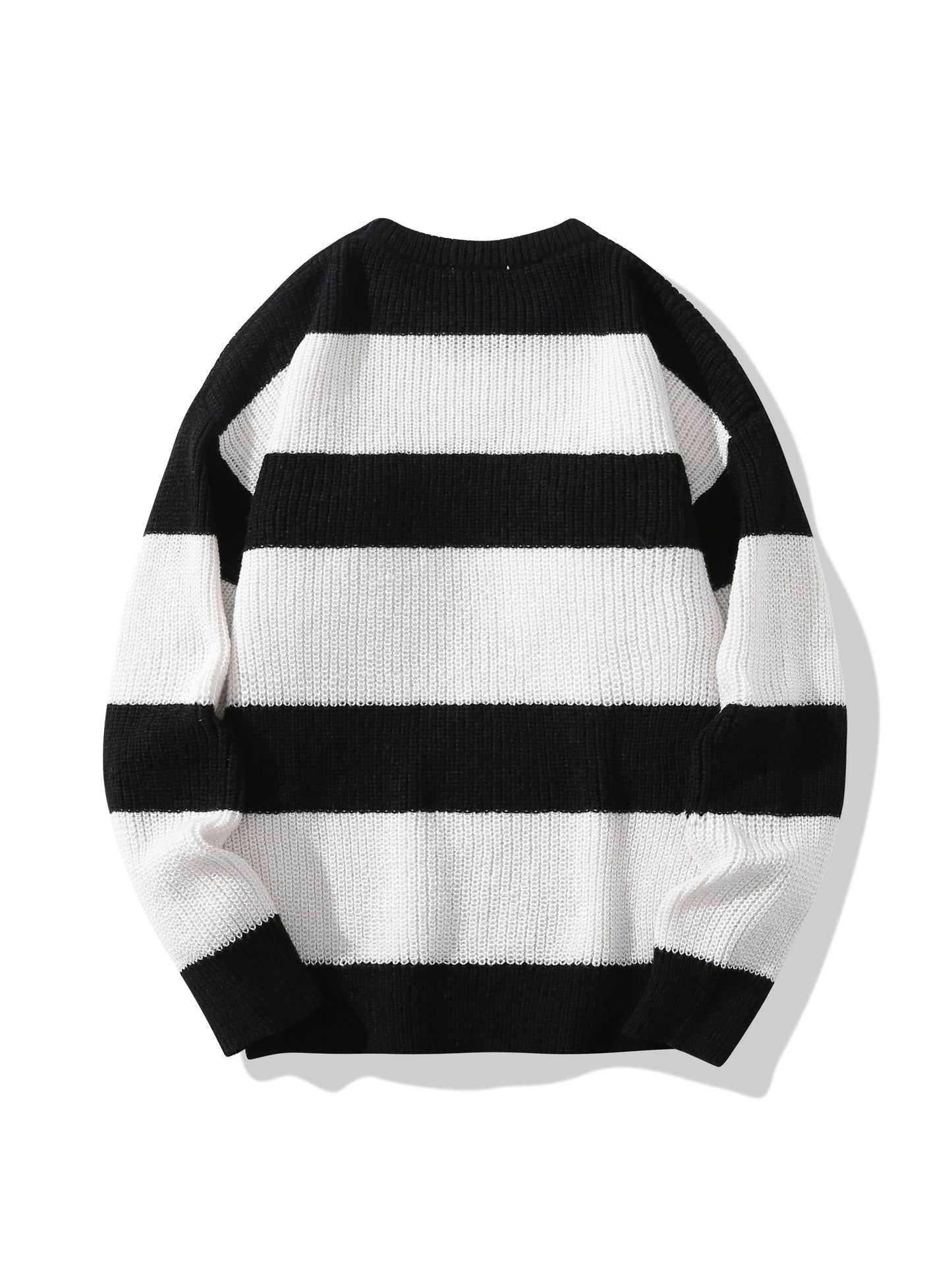 Trendy Men's Color Block Knitted Sweater - Warm And Comfortable Loose Pullover For Stylish Men