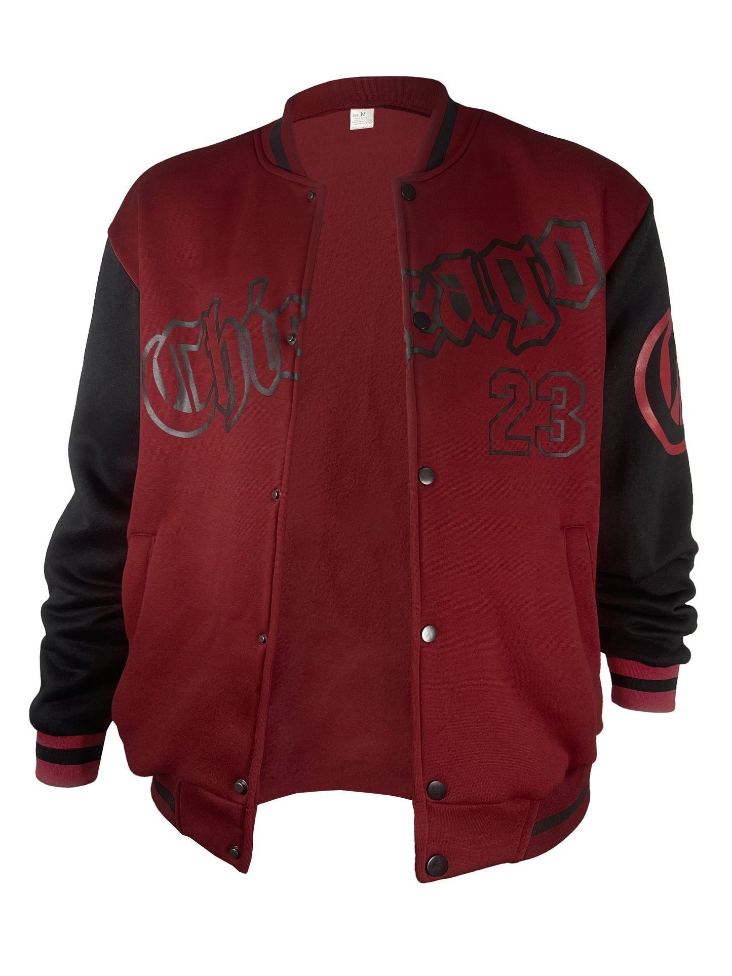 Men's Casual Letter Print Color Block Varsity Jacket, Chic Style Baseball Collar Jacket