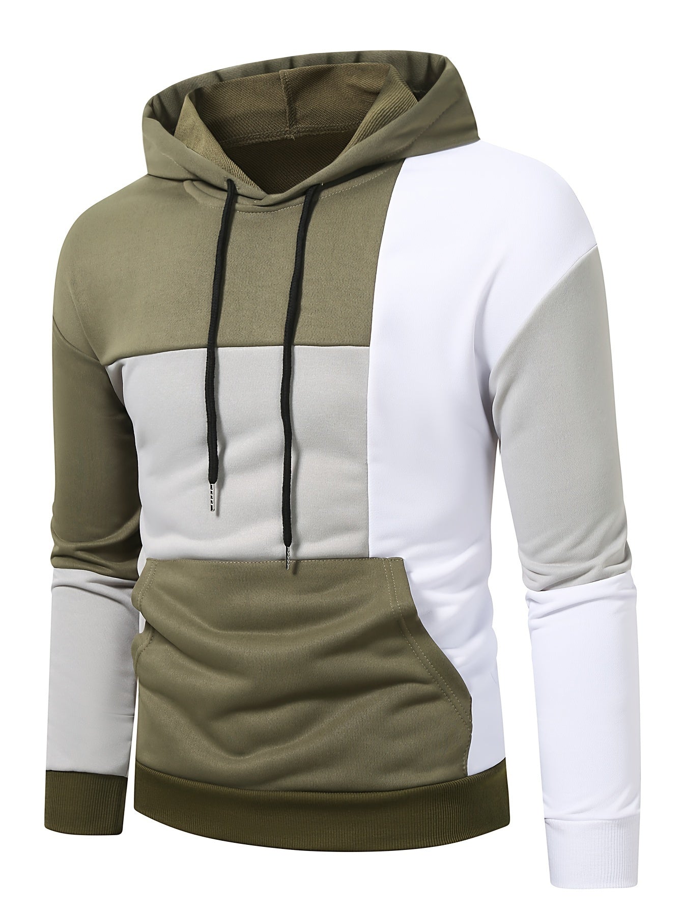 Men's Comfortable Hoodie for Spring/Fall: Long-Sleeve, Stretch Knit, Kangaroo Pocket, Adjustable & Durable Style