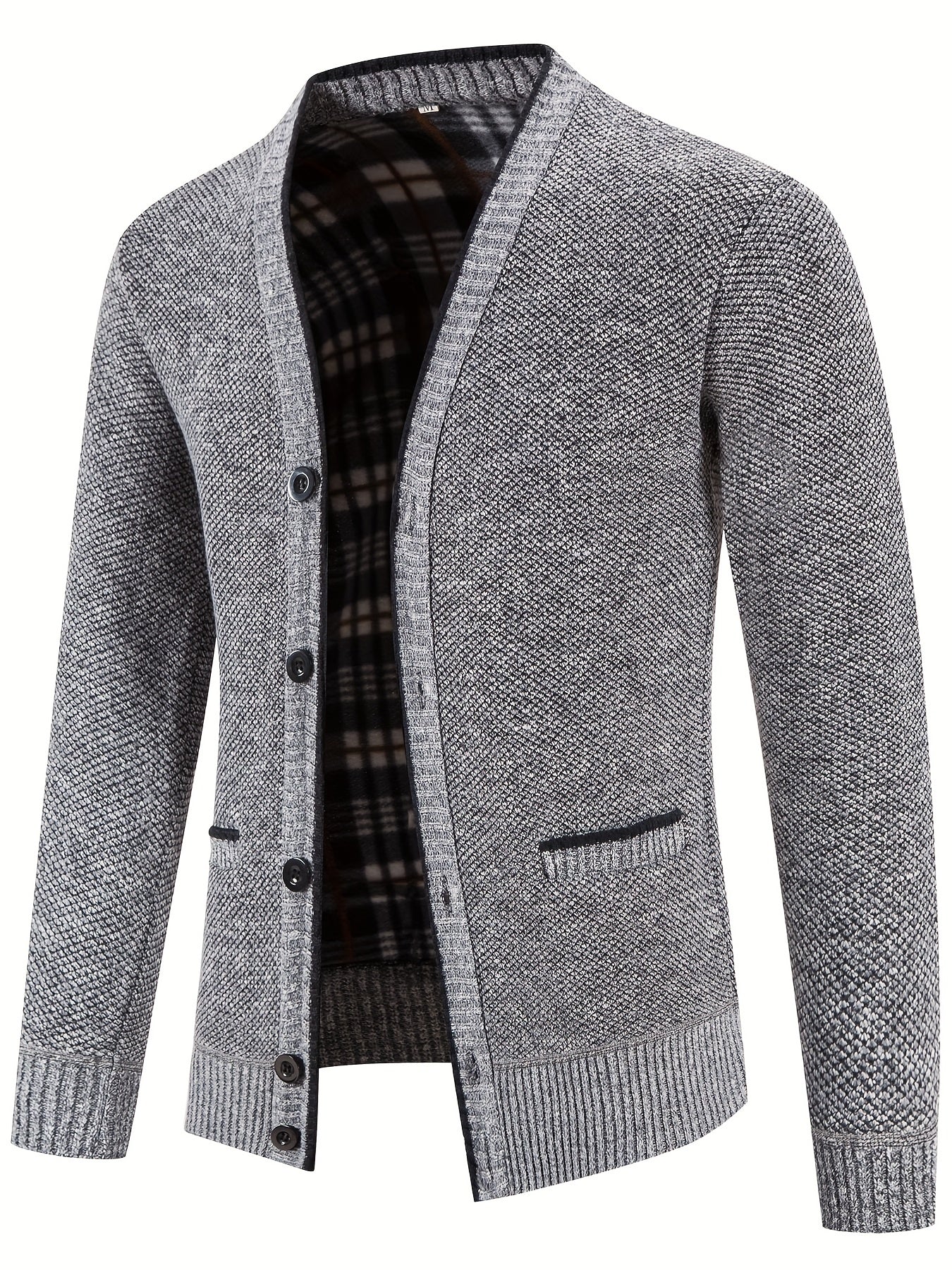 Elegant Slightly Stretch Retro Cardigan, Men's Casual Vintage Style V Neck Button Up Cardigan Sweater Coat For Fall Winter