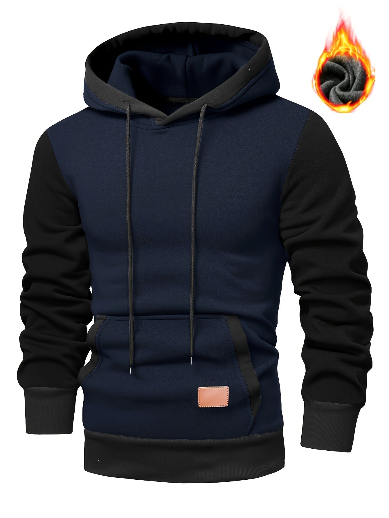 Stylish Patchwork Hooded Sweatshirt - Fashion Hoodies with Contrast Color, Kangaroo Pocket, and Long Sleeve for Casual Daily Outerwear