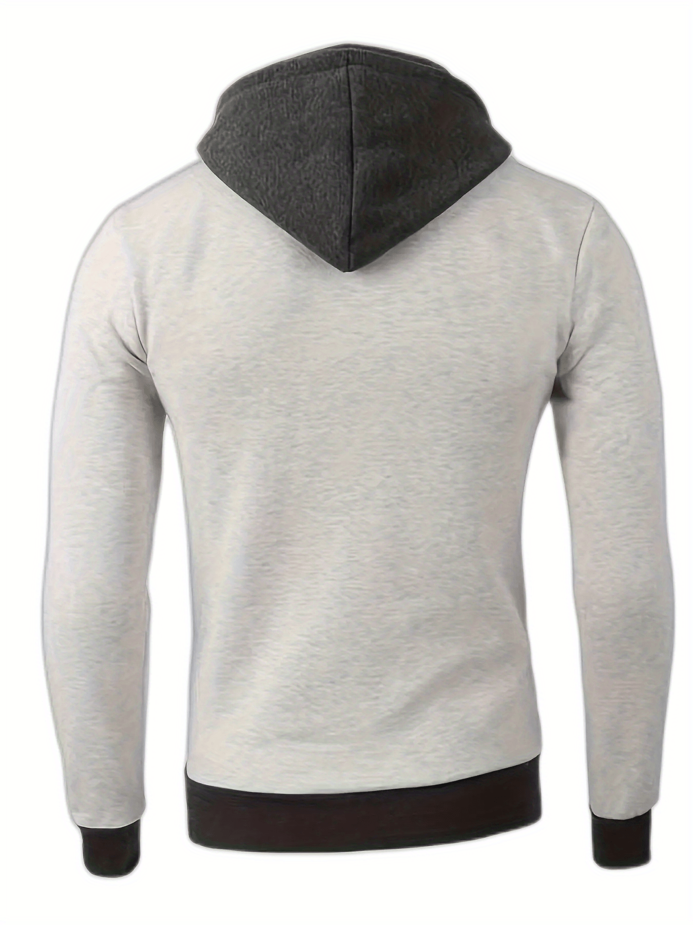 Men's Color Block Hooded Jacket - Thick, Zippered, Long Sleeve - Sporty Casual Wear for Spring & Fall