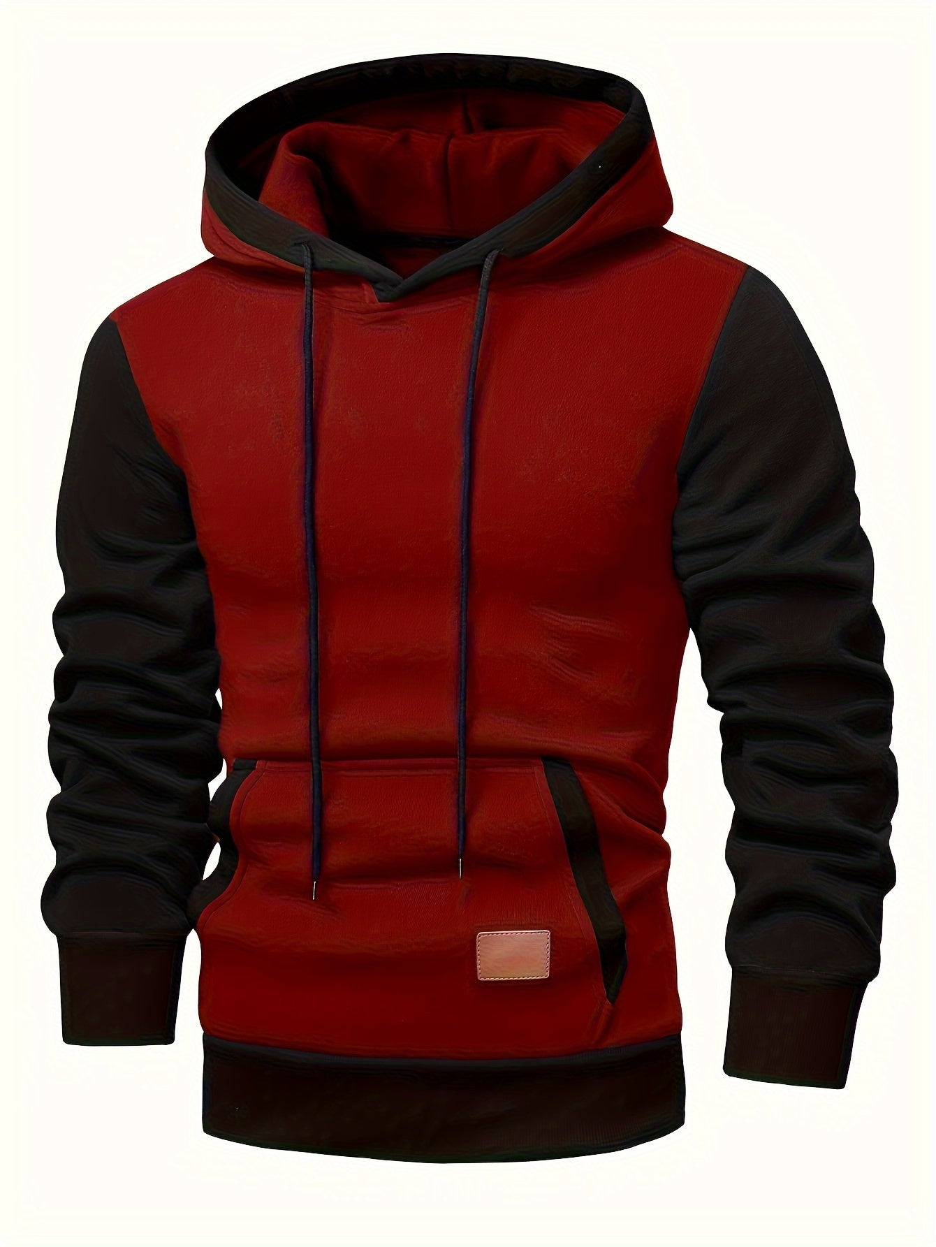 Stylish Patchwork Hooded Sweatshirt - Fashion Hoodies with Contrast Color, Kangaroo Pocket, and Long Sleeve for Casual Daily Outerwear