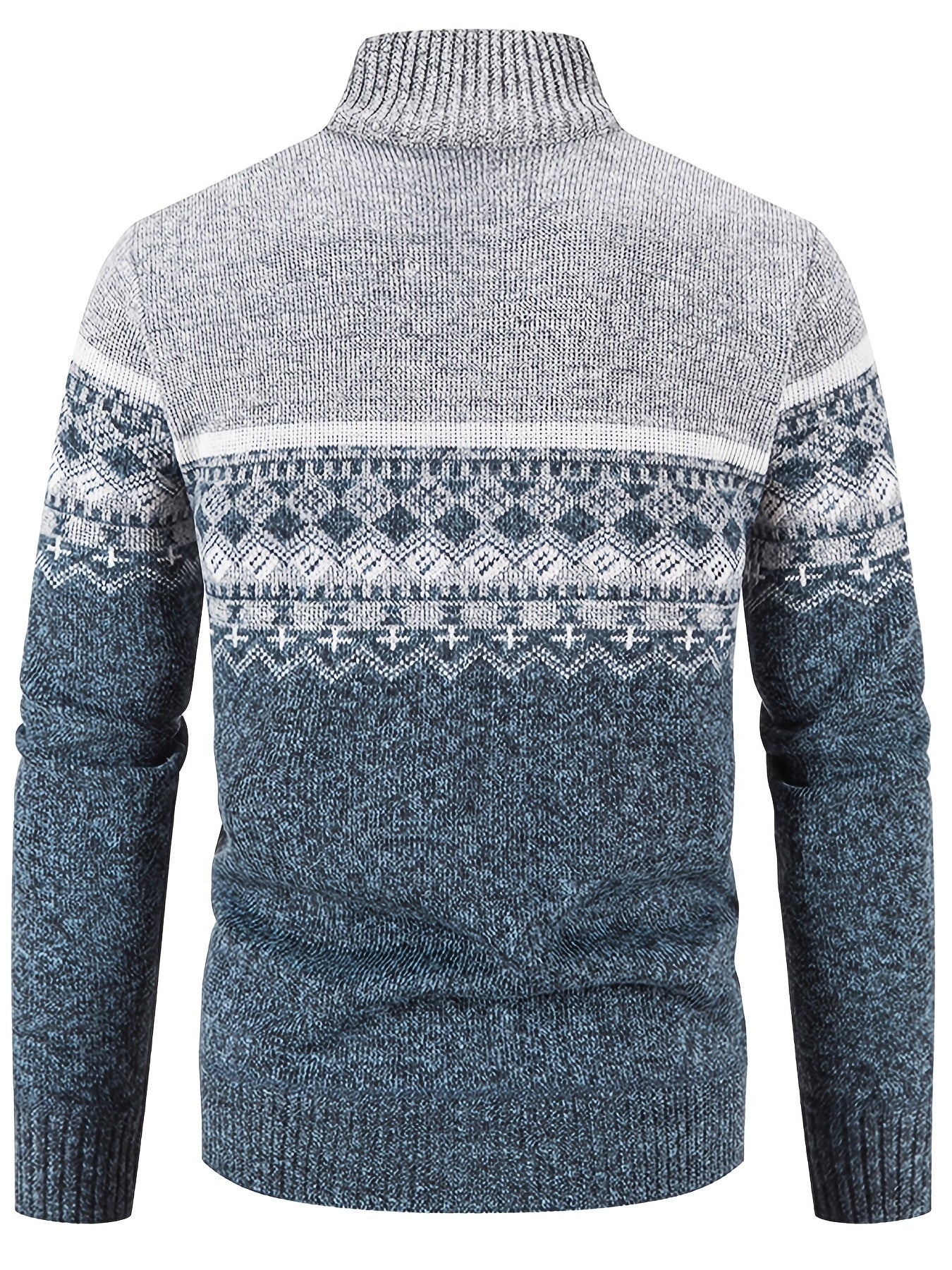 Men's Stand Collar, Knitting Thickened Warm Snowflake Cardigan