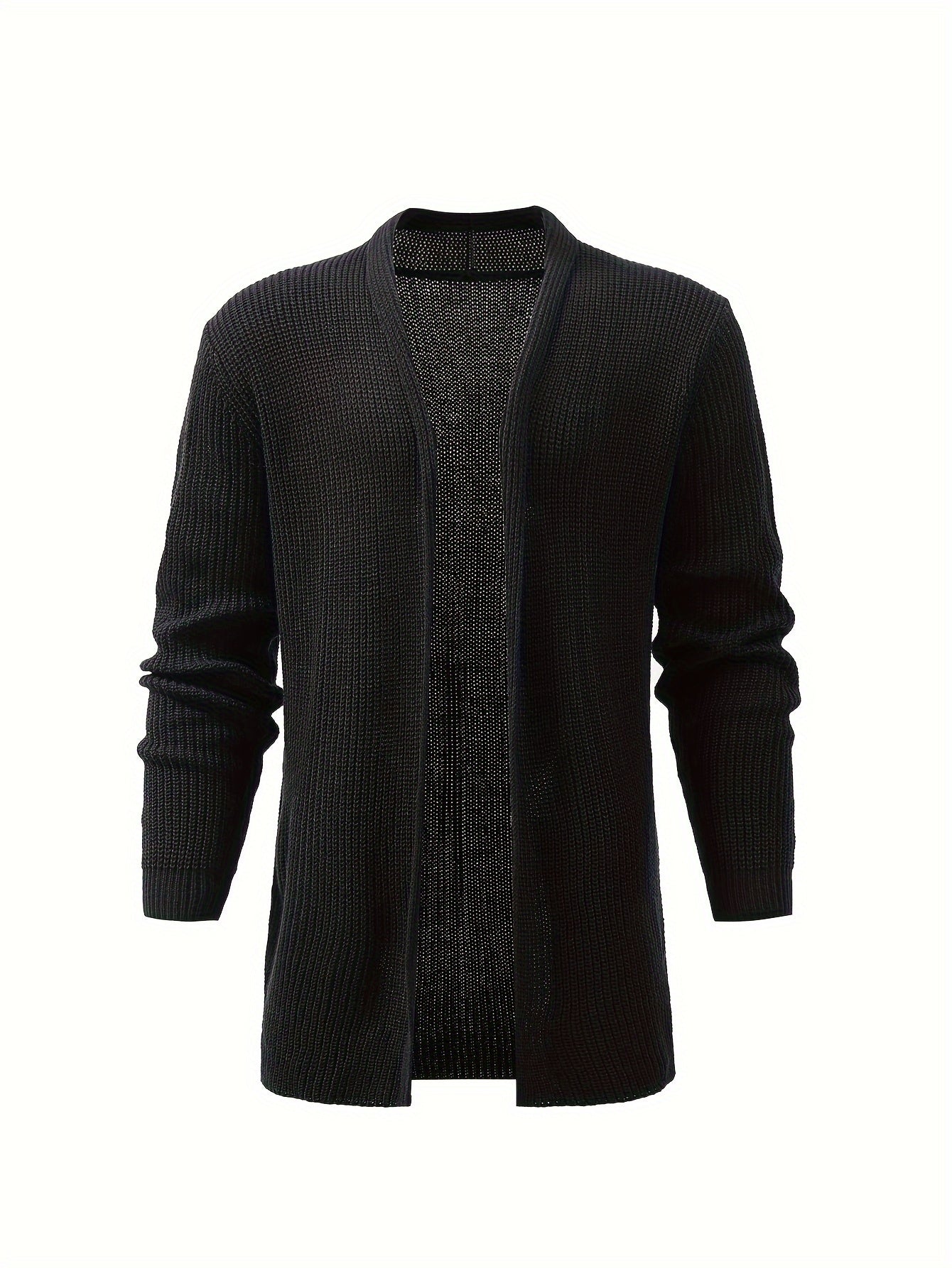 Classic Style Men's Autumn And Winter Long Sleeve And Open Placket Knit Solid Cardigan, Chic And Trendy Tops For Daily And Outdoors Leisurewear