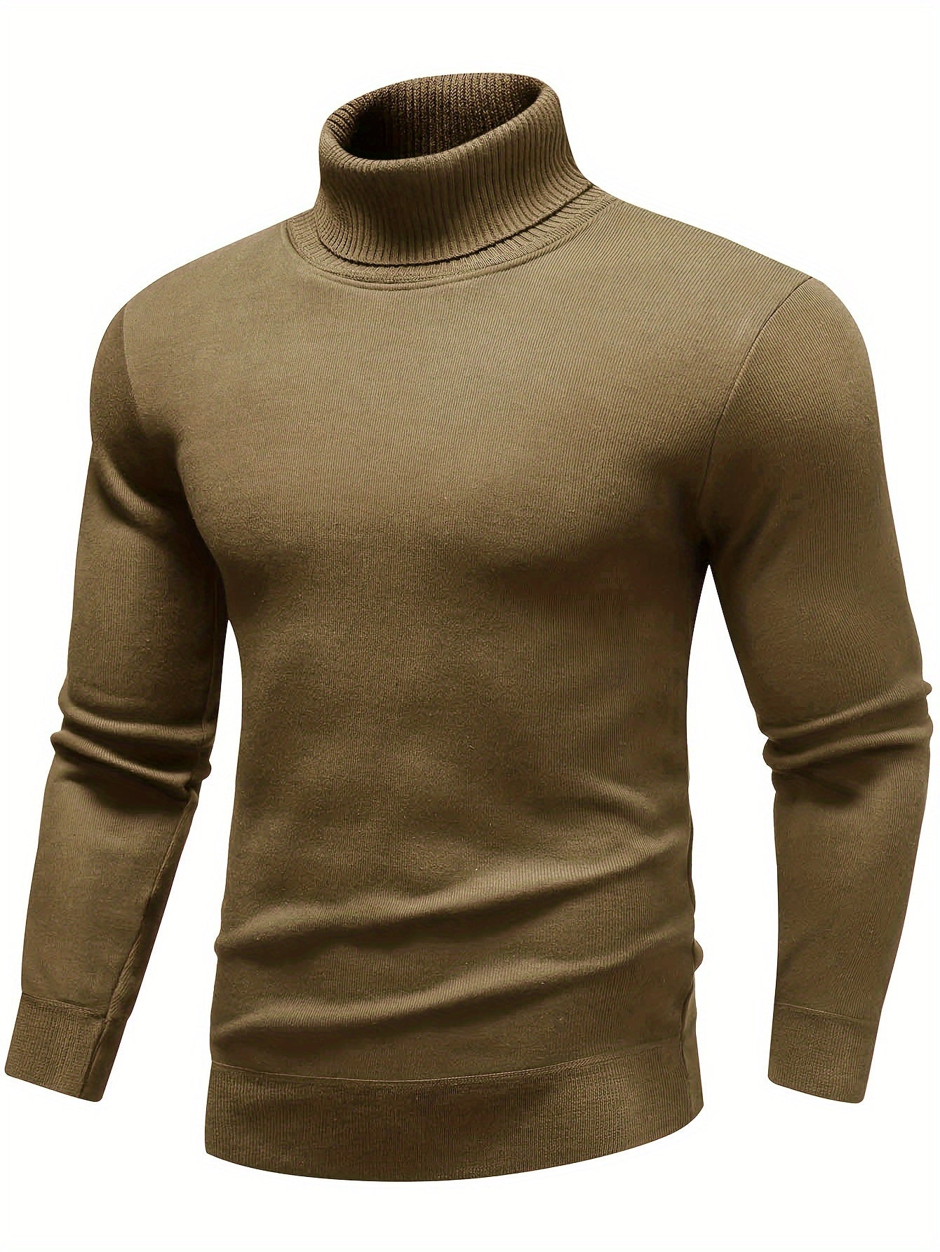 Men's Solid Color Long Sleeve And Turtle Neck Knit Sweater, Warm And Comfy Tops For Autumn And Winter Outdoors Wear, Suitable For Bottoming Wear