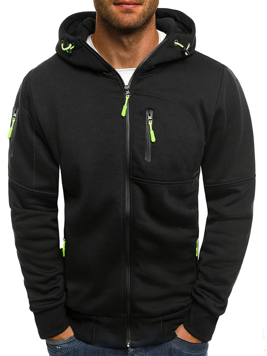 Comfy Zipper Hoodie Jacket for Men - Soft, Loose-Fit, Long Sleeve, Casual Wear - Perfect for Outdoor Activities and Daily Life