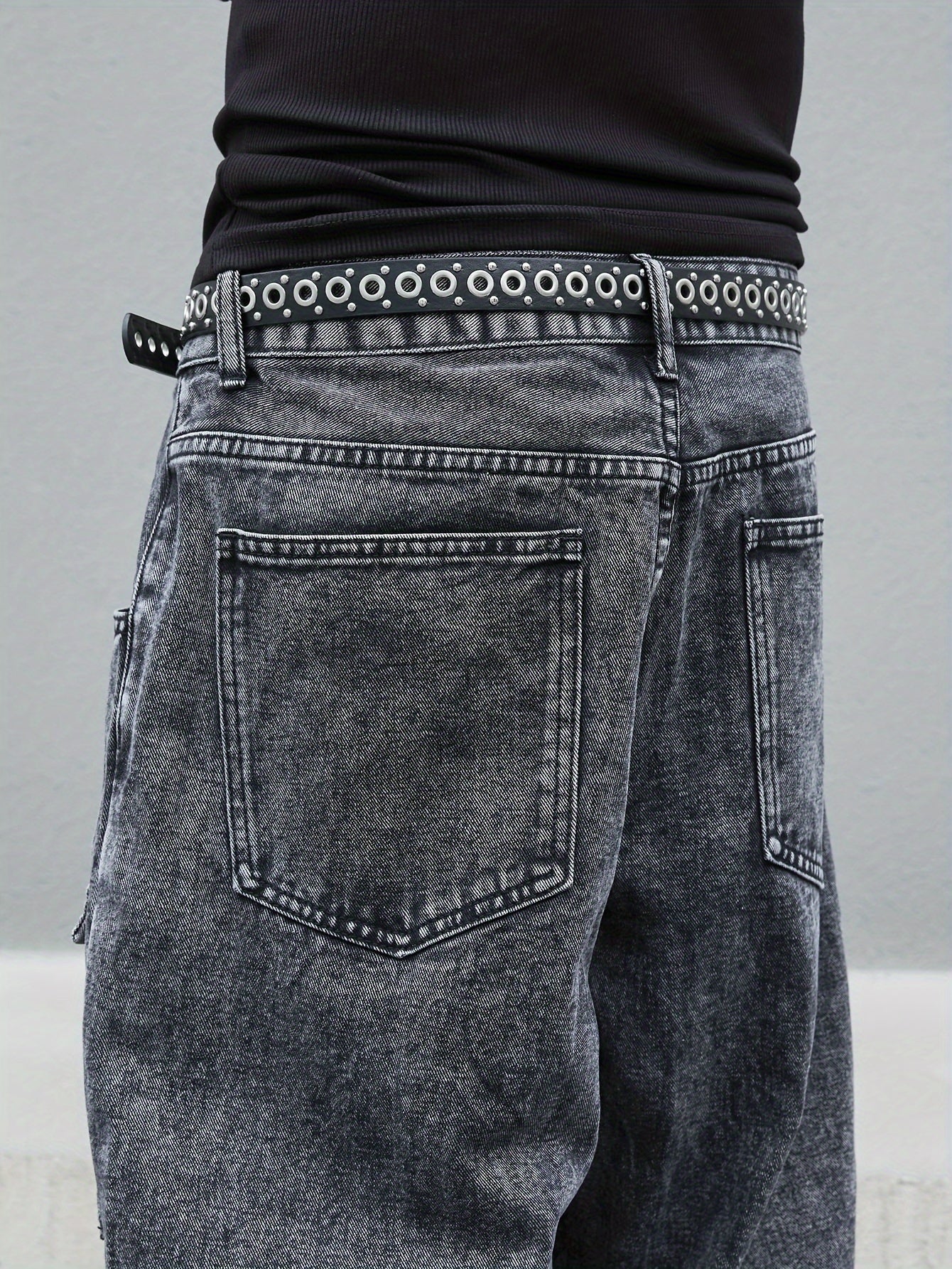 Men's Loose Fit Wide Leg Jeans With Pockets, Men's Stylish Comfy Denim Pants, Street Style Fashion