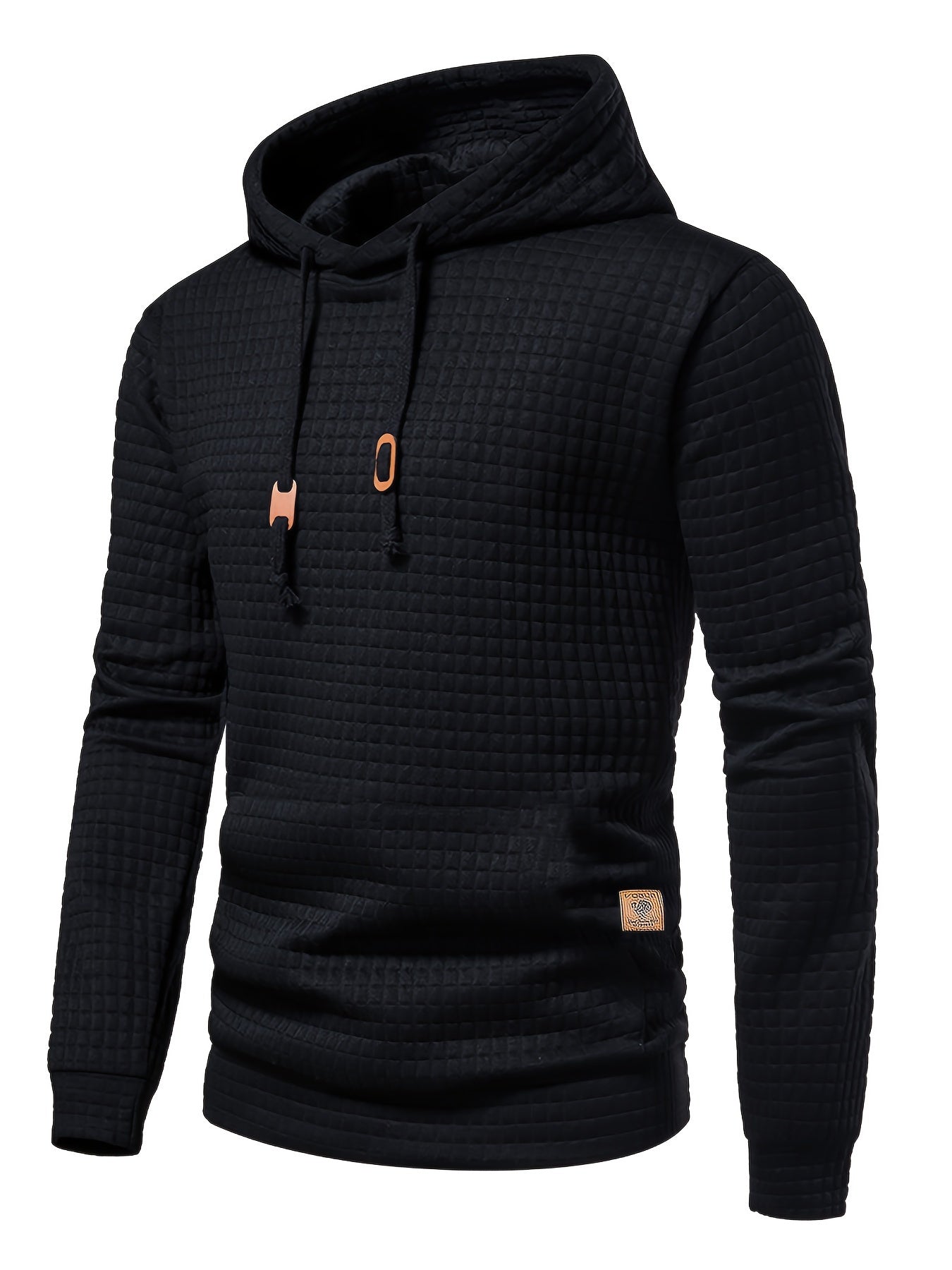 Men's Comfy Waffle Fabric Hoodie - Long Sleeve Drawstring Design, Casual Outdoor Sports Training Sweatshirt with Ultimate Comfort and Versatility