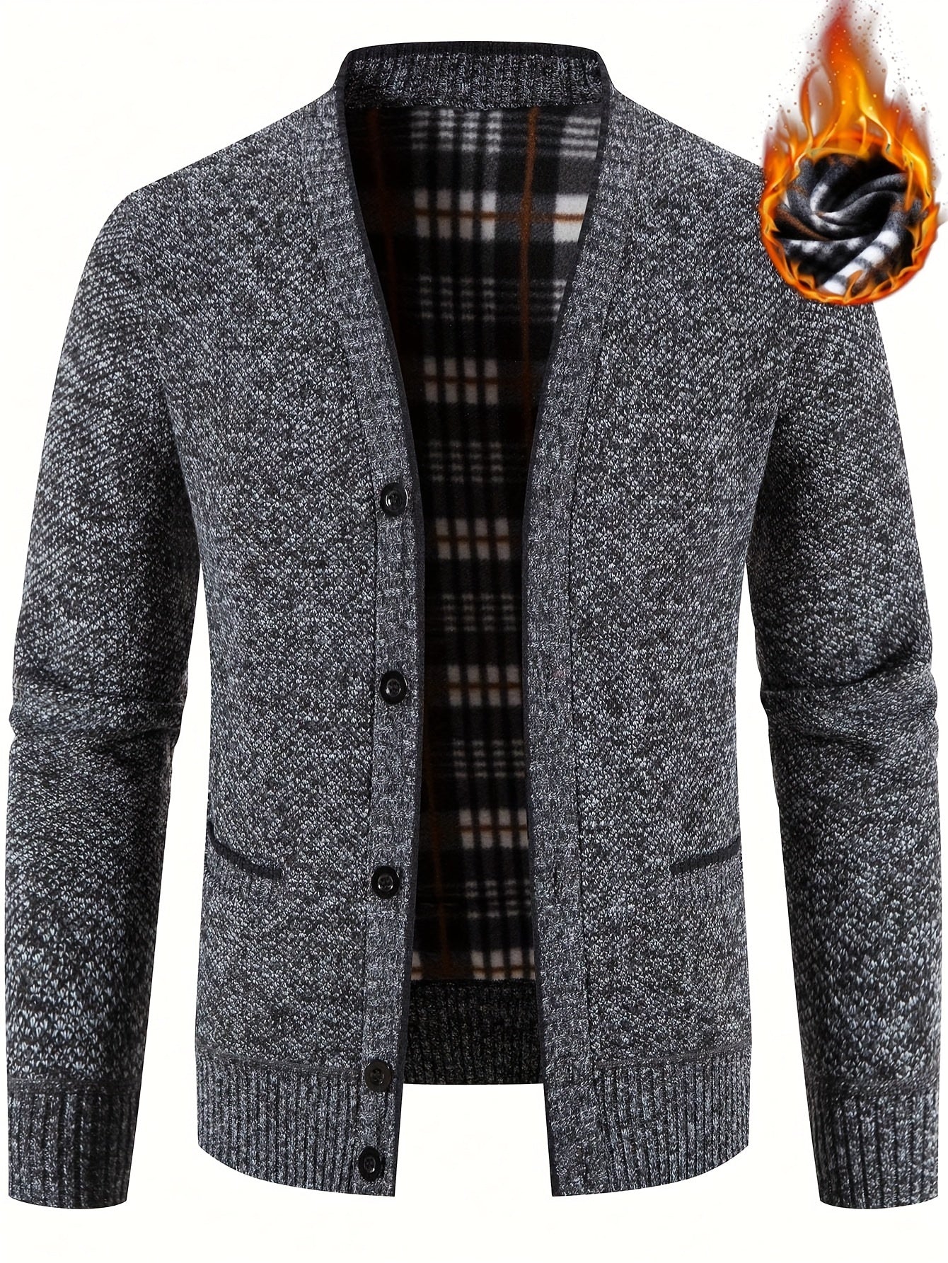 Elegant Slightly Stretch Retro Cardigan, Men's Casual Vintage Style V Neck Button Up Cardigan Sweater Coat For Fall Winter