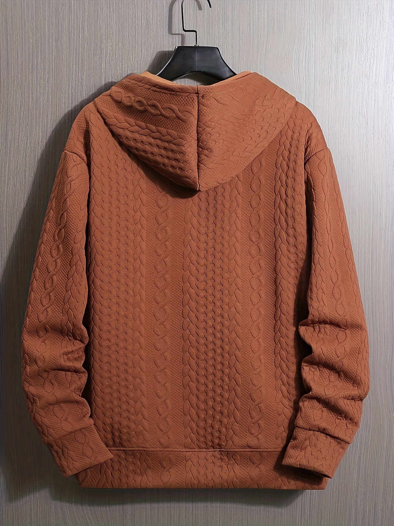 Cozy Solid Knitted Hooded Sweatshirt - Soft Pullover Top with Kangaroo Pocket for Men - Perfect for Spring and Autumn Casual Wear