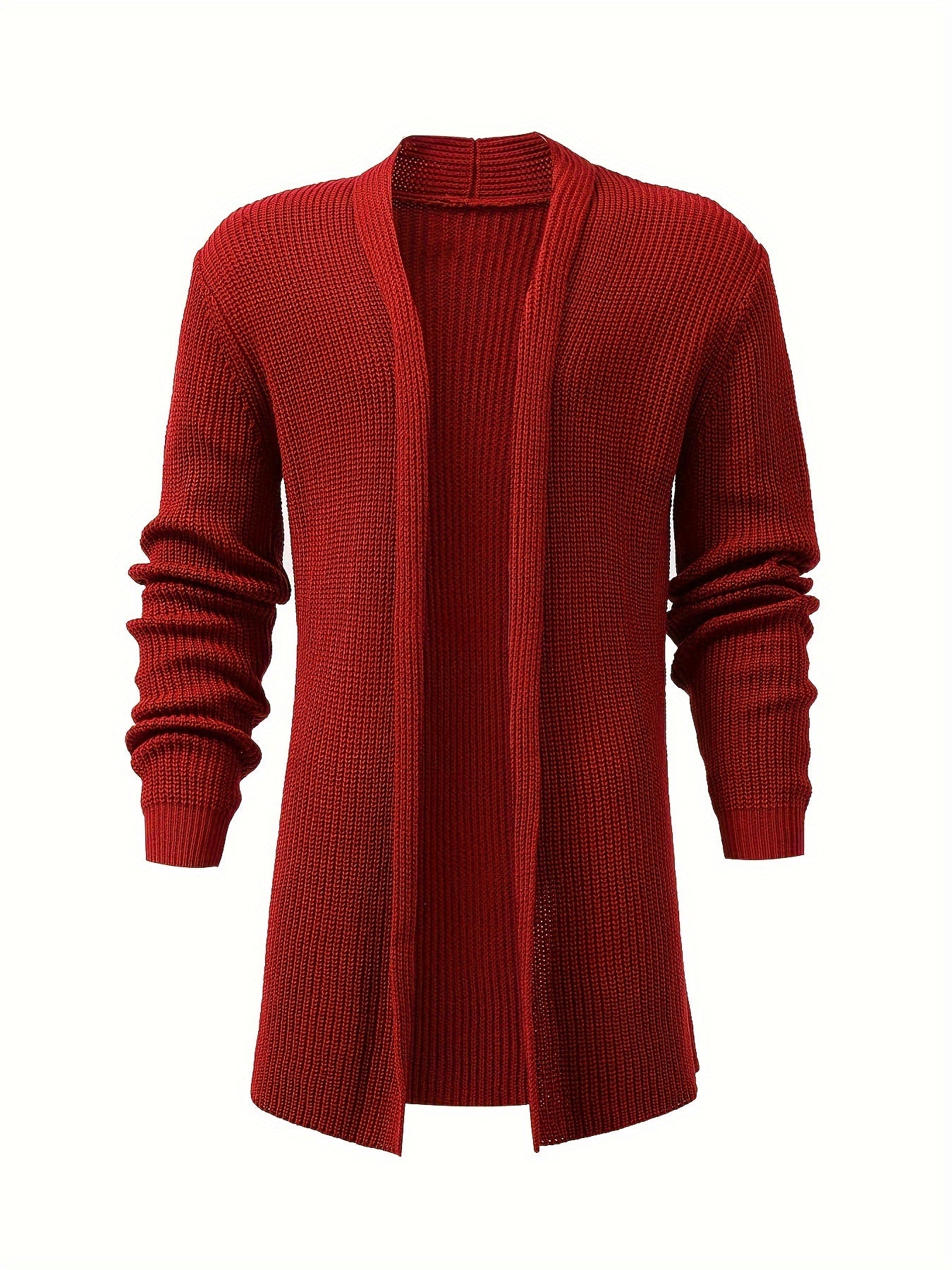 Classic Style Men's Autumn And Winter Long Sleeve And Open Placket Knit Solid Cardigan, Chic And Trendy Tops For Daily And Outdoors Leisurewear