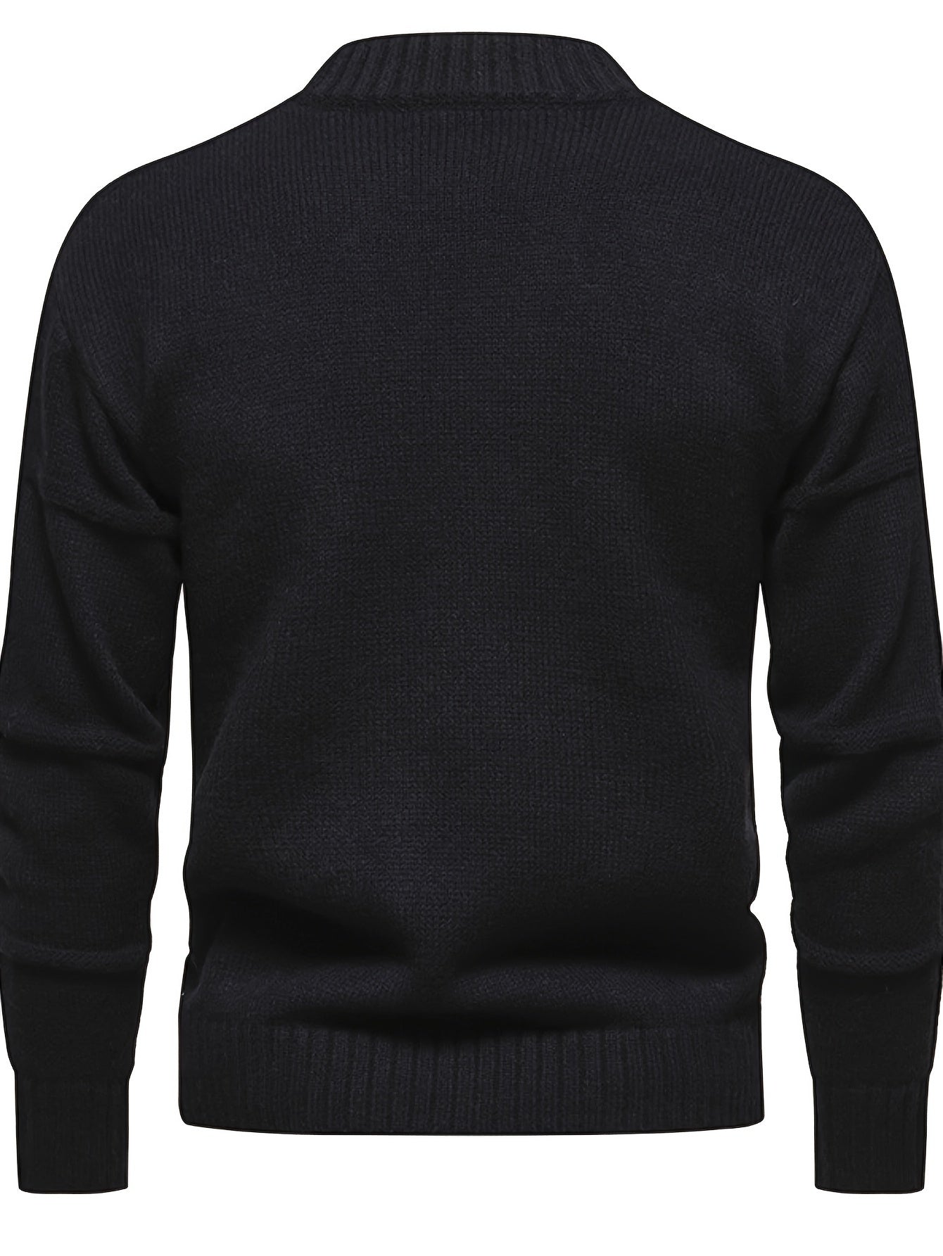 Men's Solid Knitted Pullover, Casual Long Sleeve Crew Neck Sweater For Fall Winter