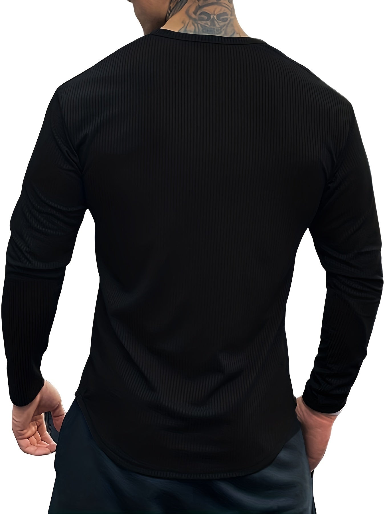 Quick-drying Men's Long-sleeved Solid Color Round Neck Sports T-shirt for Running Fitness Basketball Training