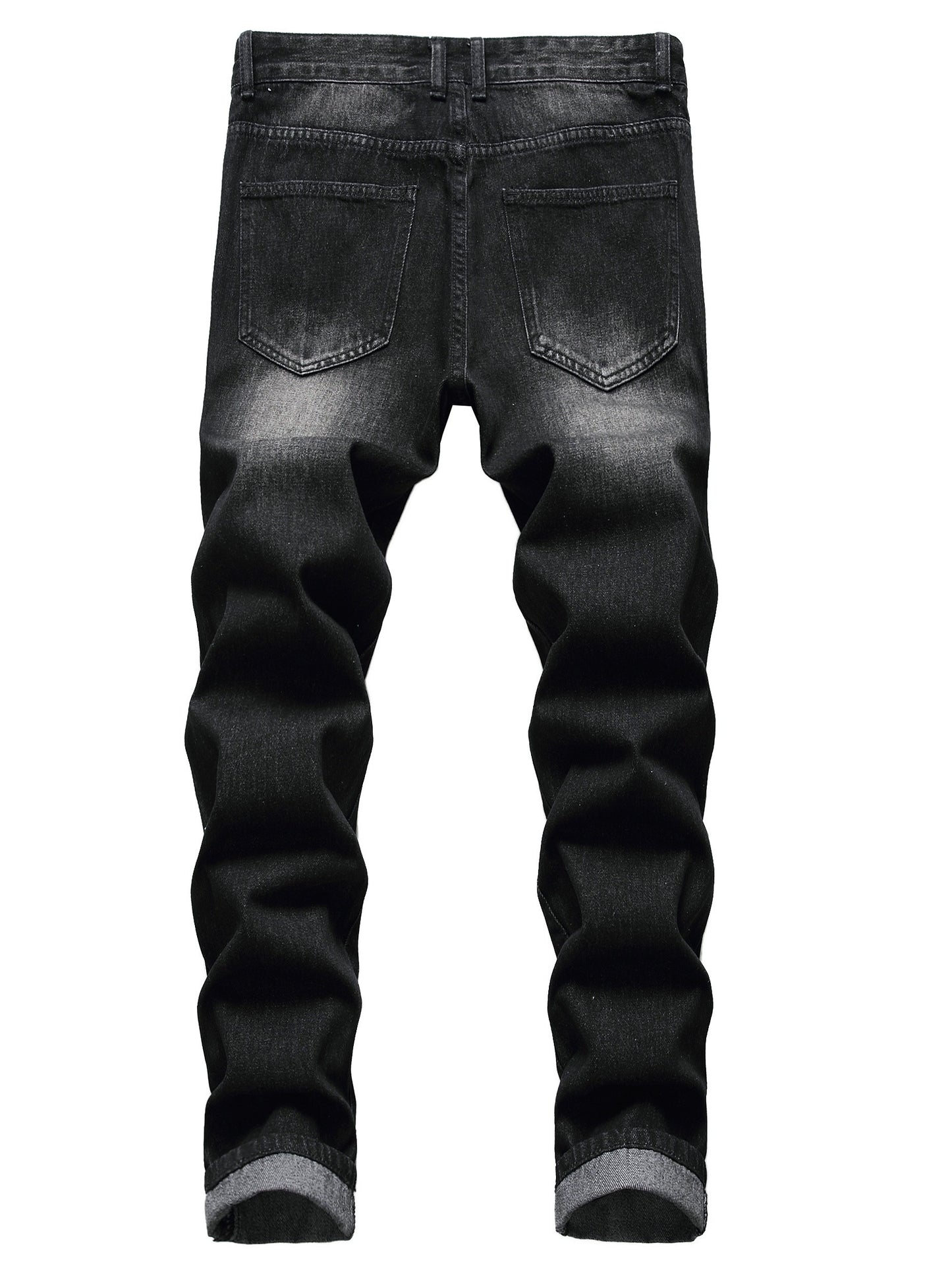 Mens Ripped Jeans - Extremely Ripped and Distressed for a Fashionably Worn Look, Artfully Destroyed Details, Slim Fit, Straight Leg, High-Quality Denim Material - Perfect for Fashion-Forward Men