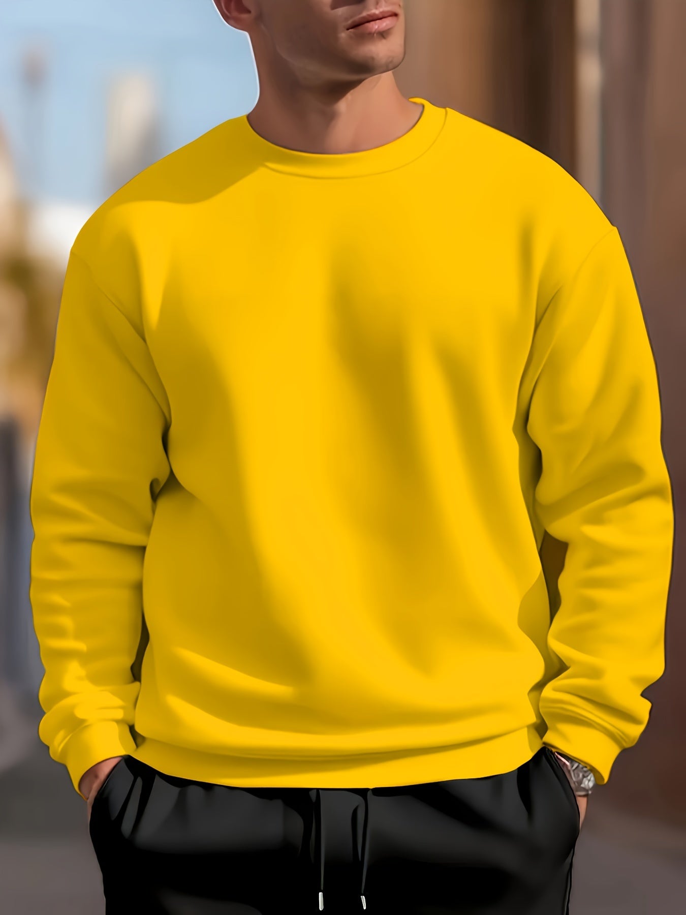 Men's Long Sleeve Crew Neck Sweatshirt, Pullover Sweatshirt, Casual Comfy Versatile Top For Spring & Autumn, Outdoor Sports