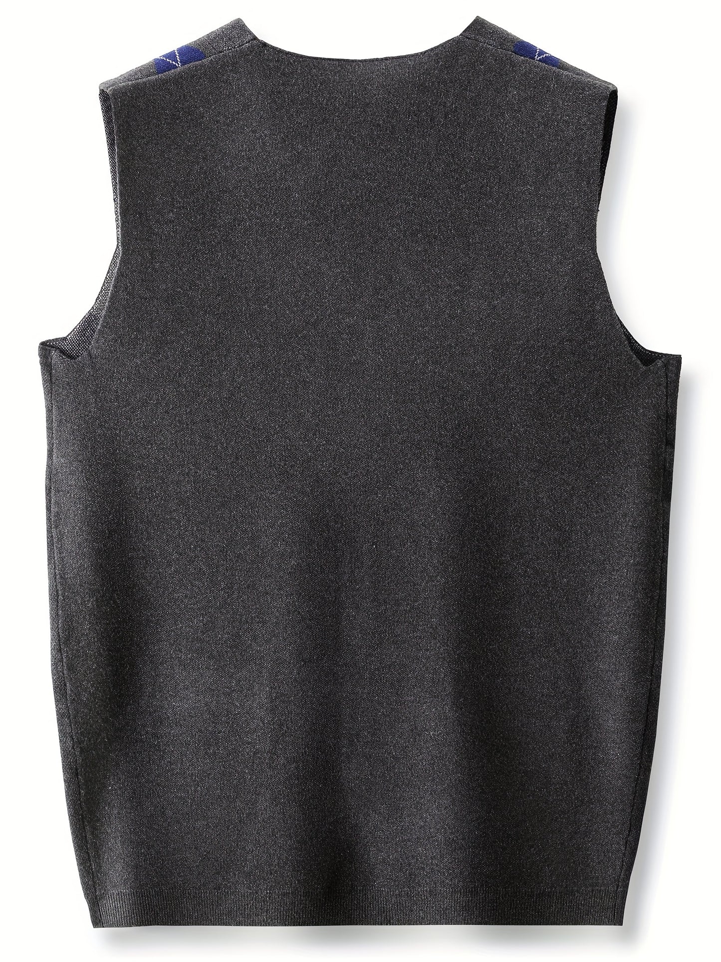 Men's Knitted Sleeveless Shirt, Formal Slightly Stretch V Neck Tank Top For Business Activities