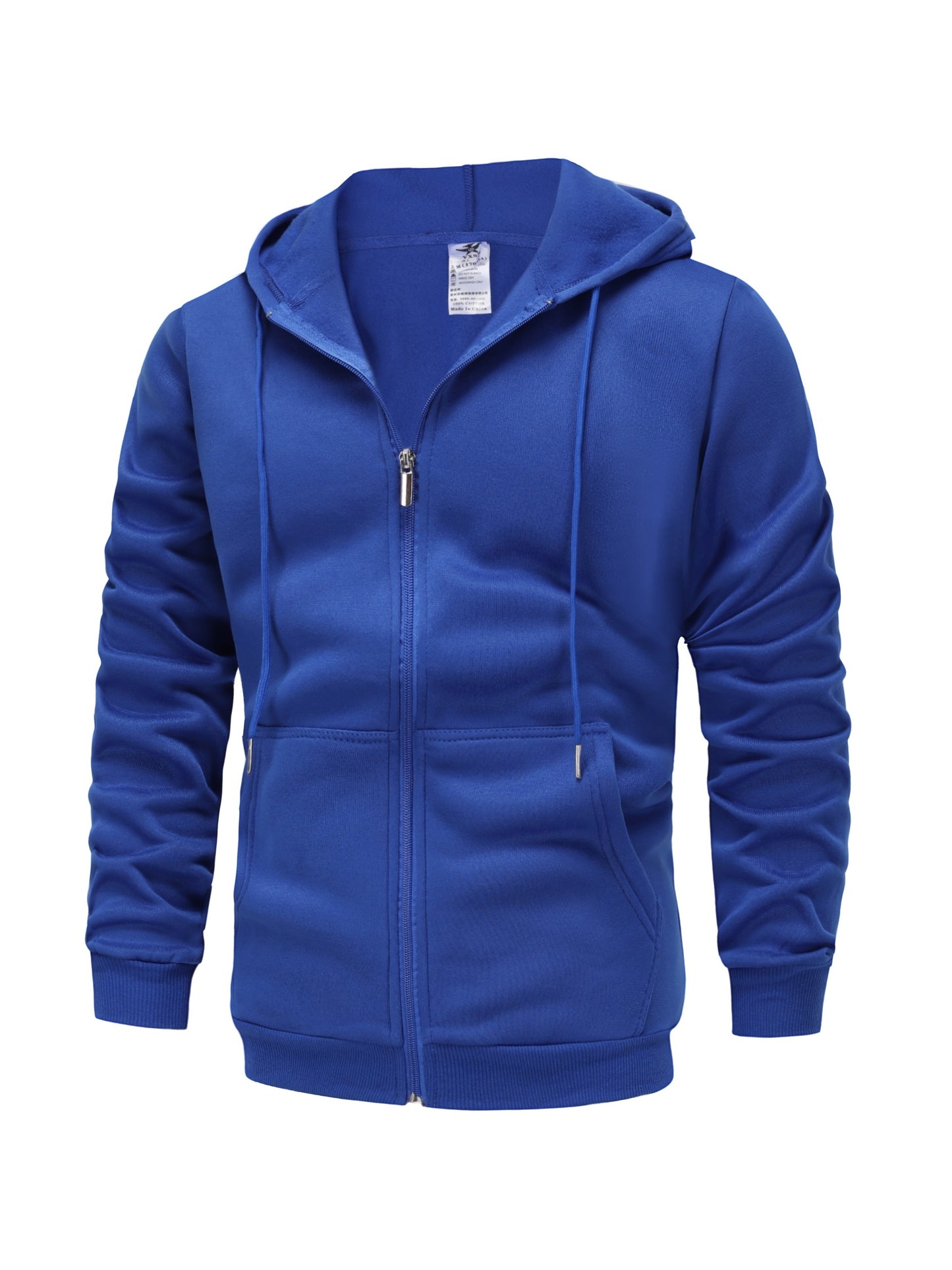 Long Sleeve Men's Casual Hoodie with Kangaroo Pocket, Drawstring and Zipper