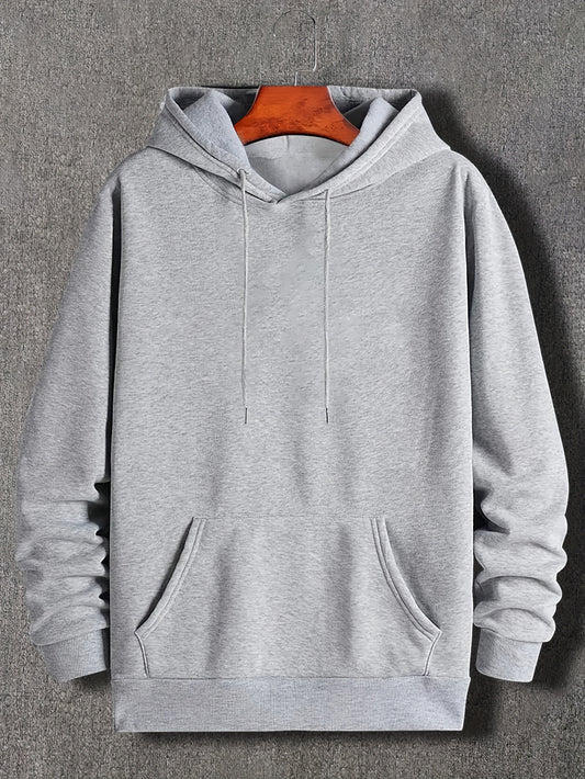 Solid Color Hoodies For Men, Men's Casual Hooded Sweatshirt With Kangaroo Pocket For Spring Fall, As Gifts