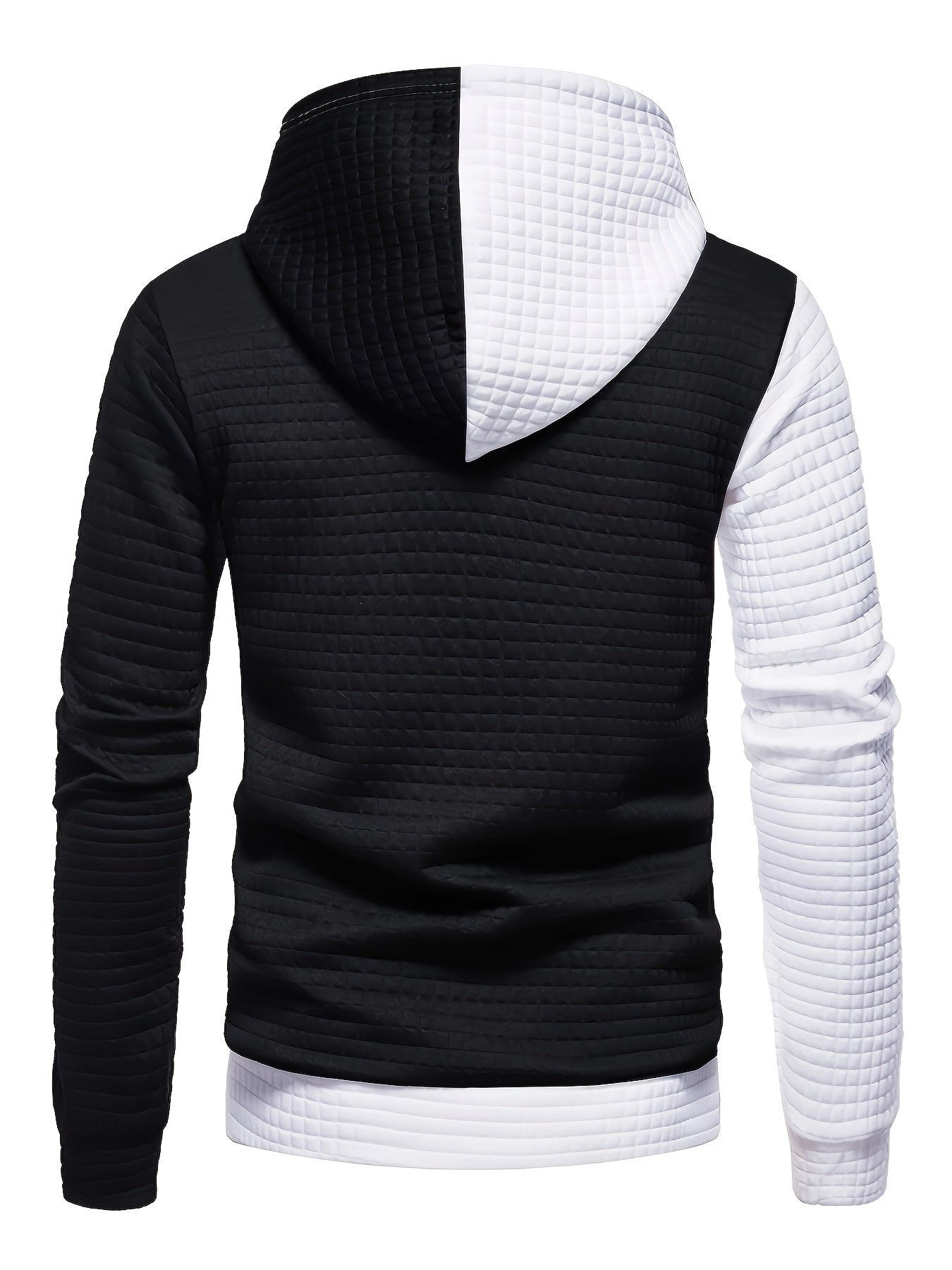 Trendy Mens Waffle Hoodie - Color Block Street Style with Hood & Kangaroo Pocket - Cozy Winter/Fall Sweatshirt - Ideal Gift Idea