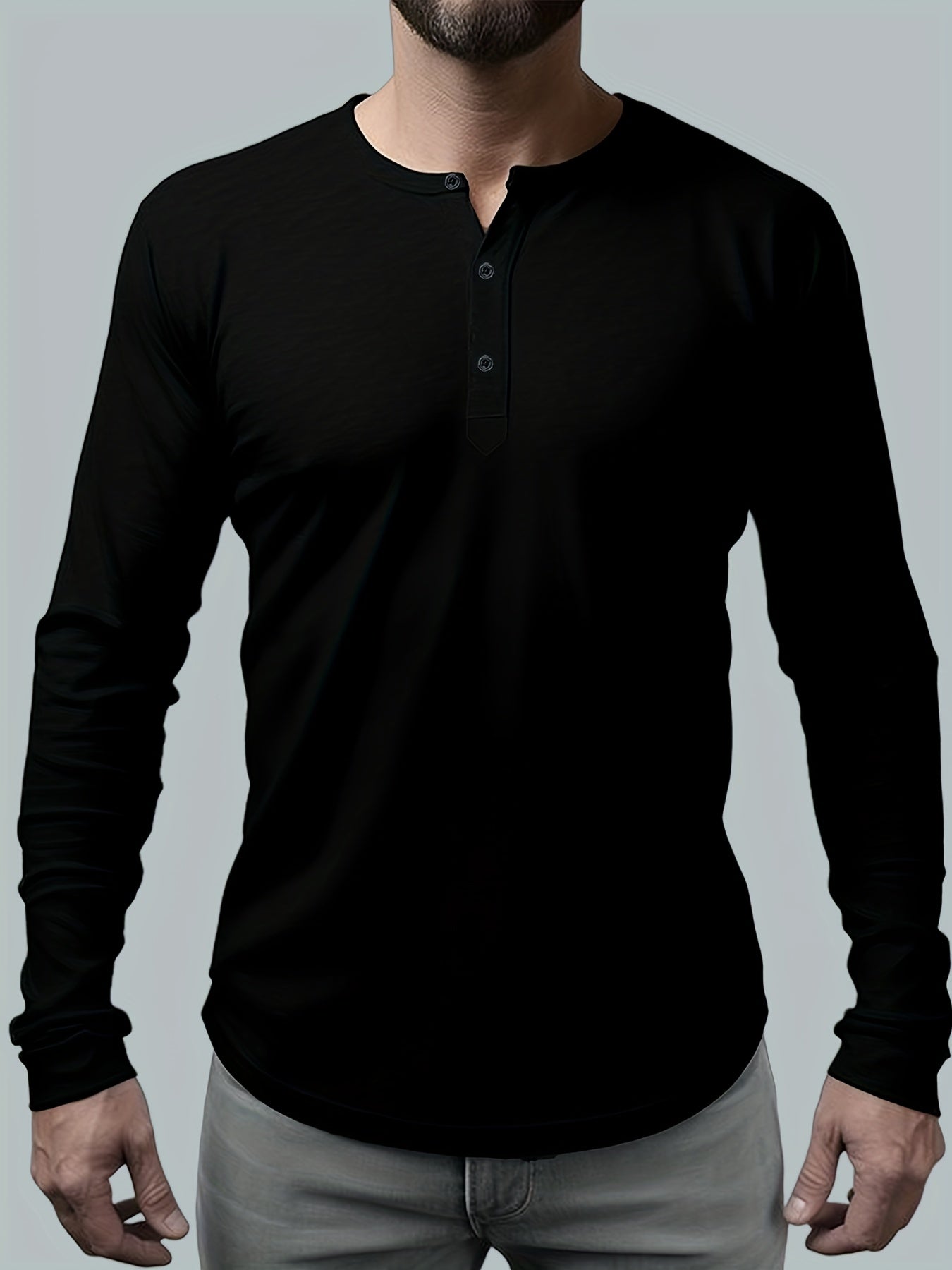 FORUWISH  -  Premium Mens Long Sleeve Henley T-Shirt - Stylish Casual Wear for Spring & Fall - Comfortable & Versatile for Outdoor & Indoor Adventures