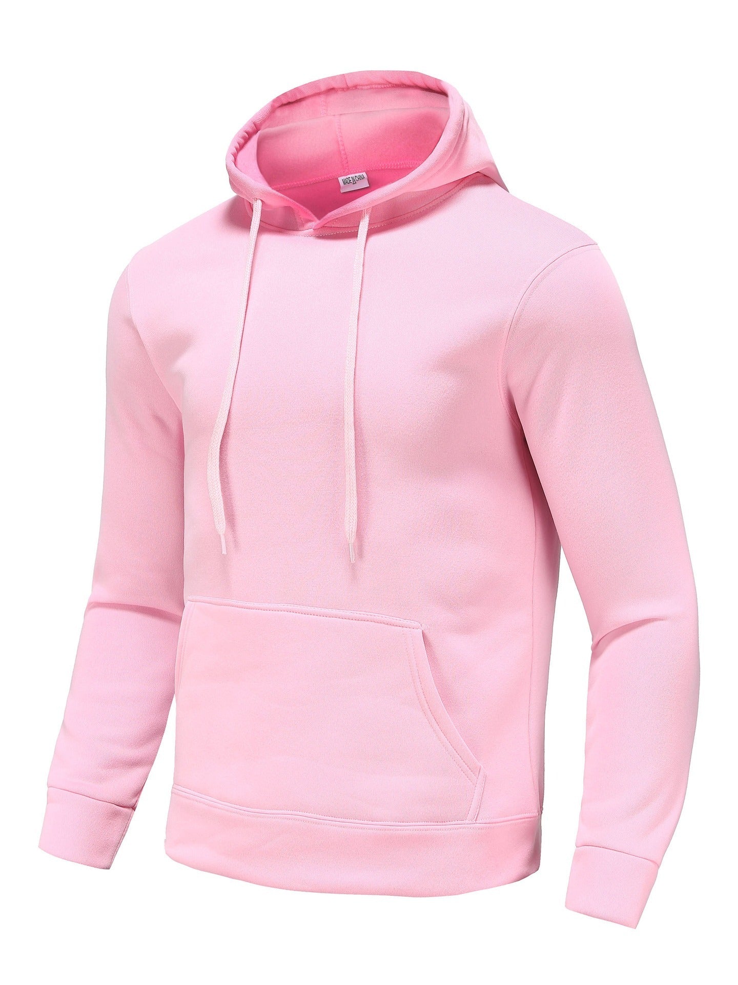 Mens Cozy Thermal Hoodie with Rich Solid Color - Pouch Pocket & Adjustable Drawstring Hood - Perfect for Casual Wear