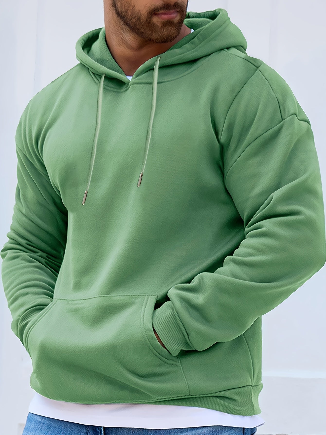 1 Piece Men's Casual Solid Basic Hooded Sweatshirt Streetwear For Winter Fall, As Gifts