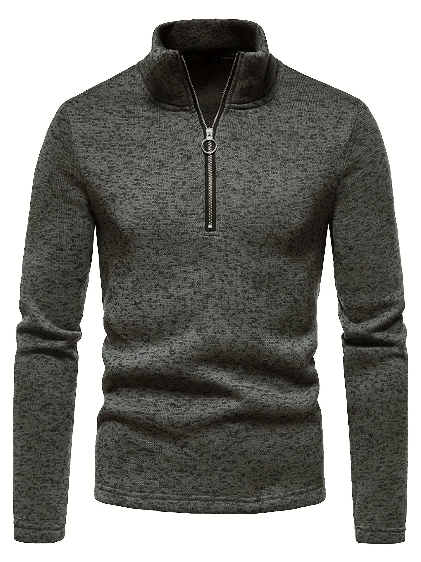 Men's Stylish Half-Zip Stand Collar Solid Sweatshirt - Active Sweatshirts for Spring and Fall - Long Sleeve, Comfortable, Versatile Tops for Casual Wear