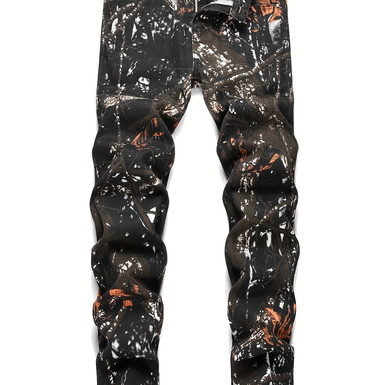 FORUWISH  -  Slim Men's Distressed Punk Graffiti Pattern Jeans Doodles Trendy Hiphop Streetwear Denim Pants