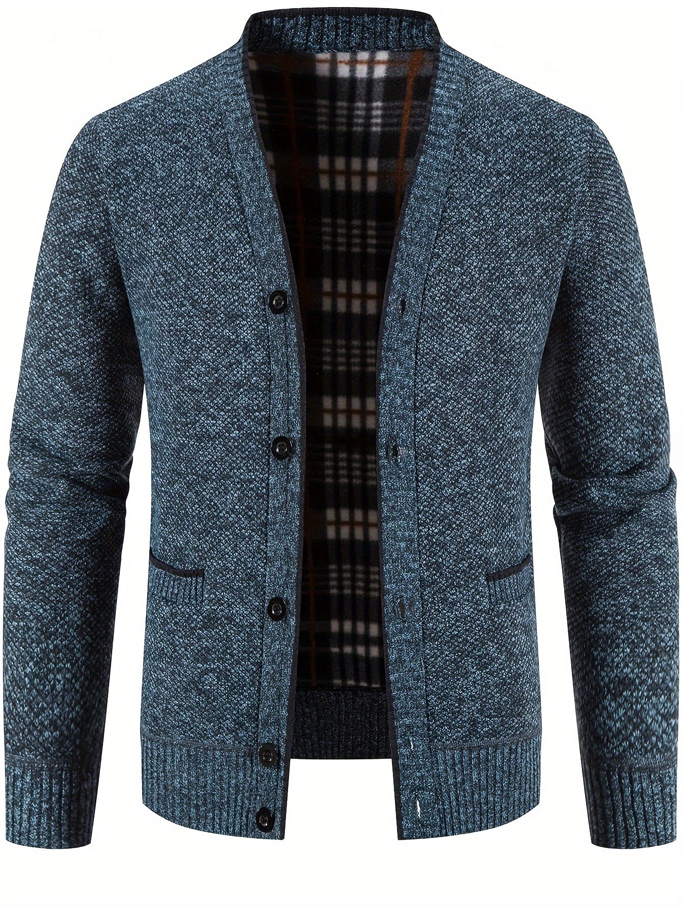 Elegant Slightly Stretch Retro Cardigan, Men's Casual Vintage Style V Neck Button Up Cardigan Sweater Coat For Fall Winter