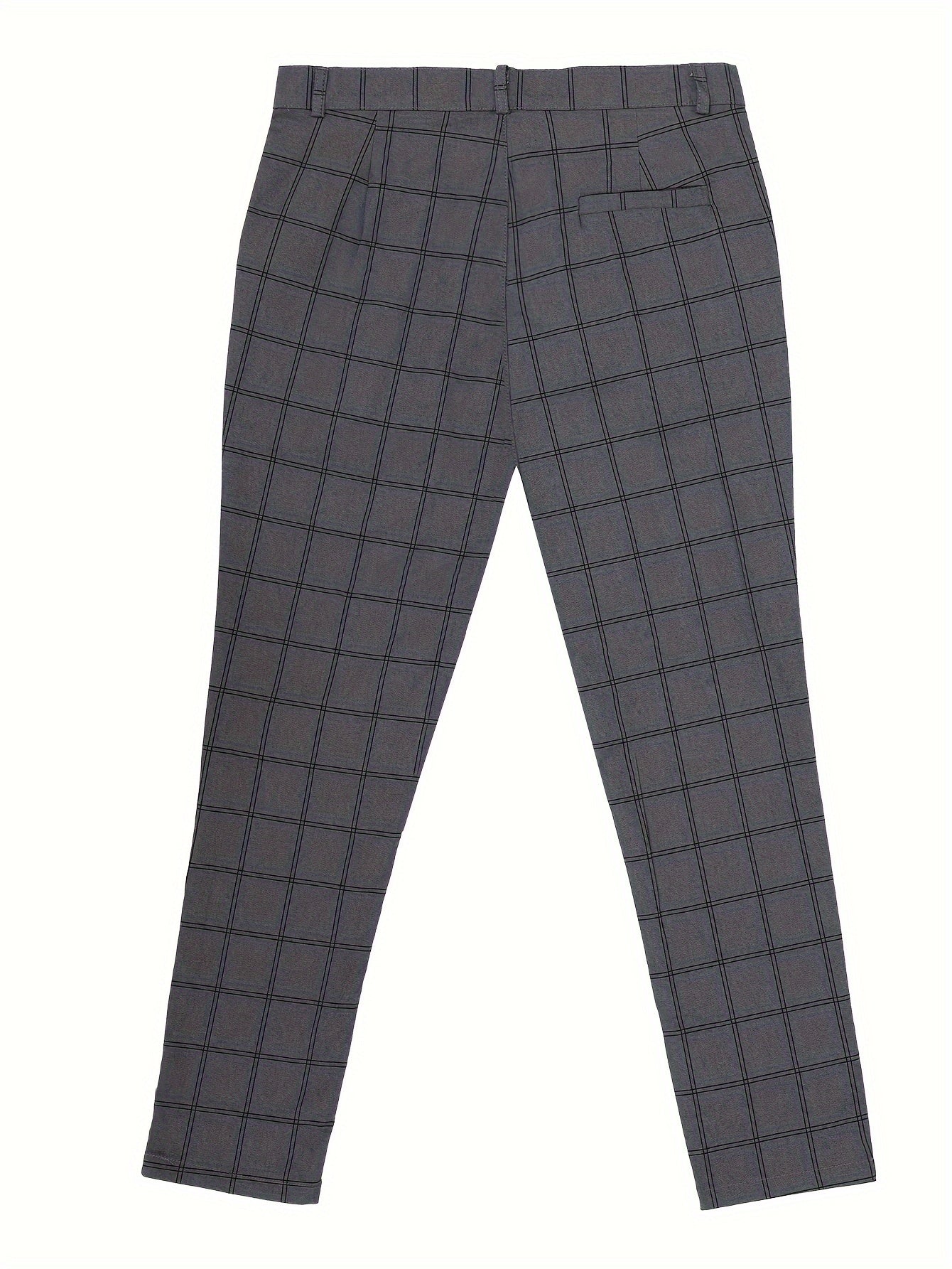 Mens Plaid Slim-Fit Dress Pants - Comfort Stretch, Vintage-Inspired Casual to Business Attire