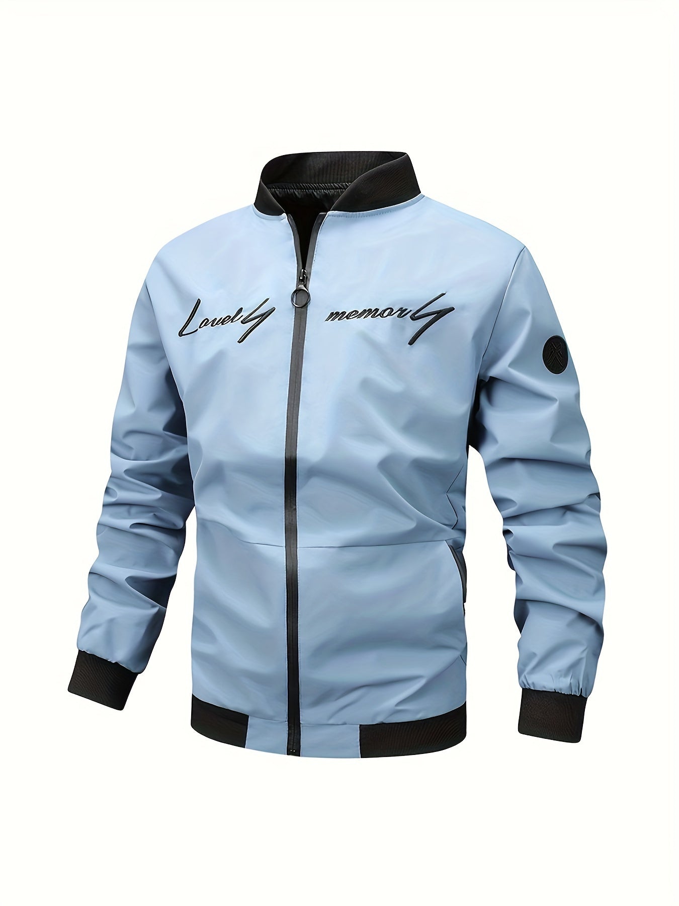 Classic Bomber Jacket, Men's Casual Baseball Jacket Coat Regular Fit College Hipster Windbreaker For Spring Autumn