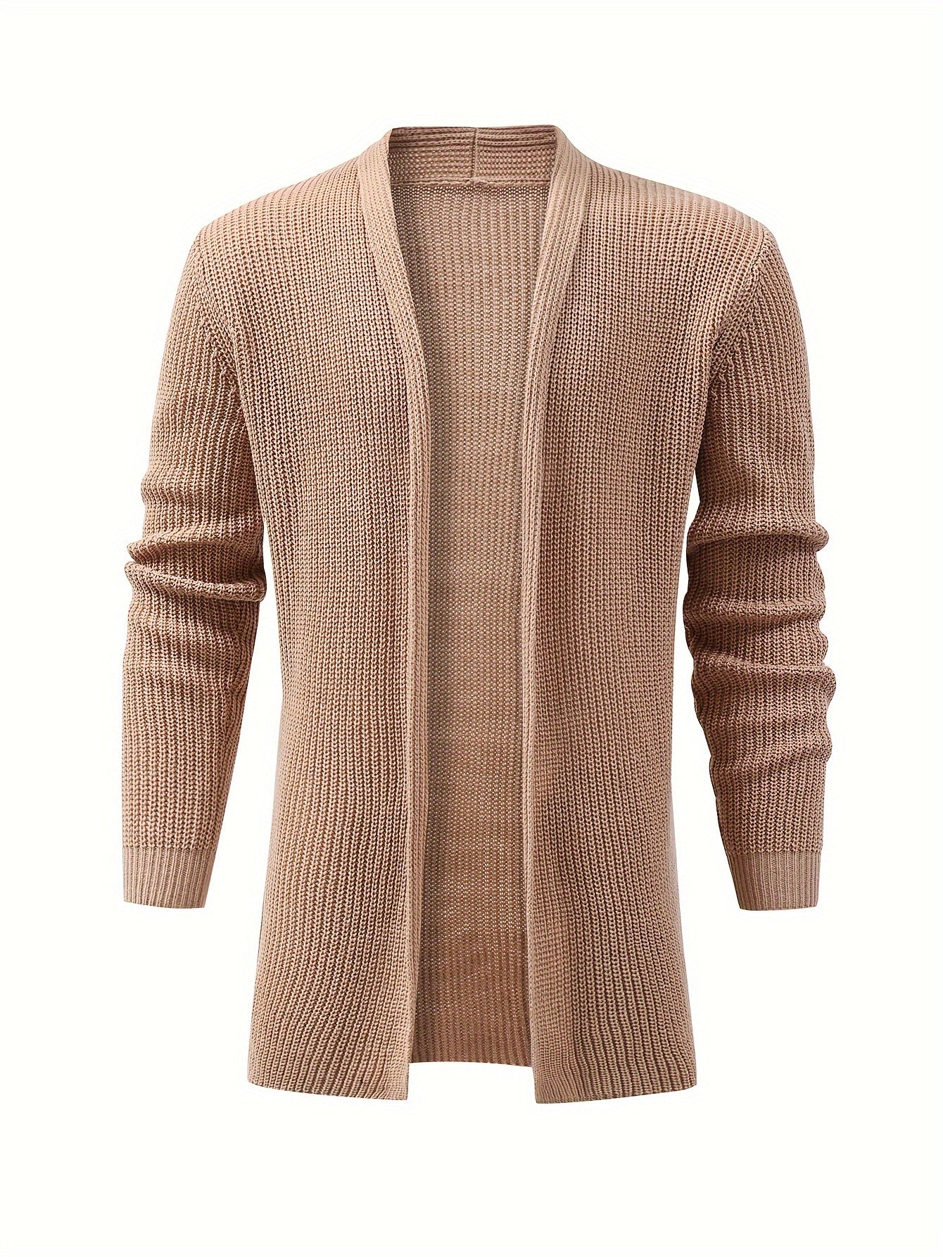 Classic Style Men's Autumn And Winter Long Sleeve And Open Placket Knit Solid Cardigan, Chic And Trendy Tops For Daily And Outdoors Leisurewear