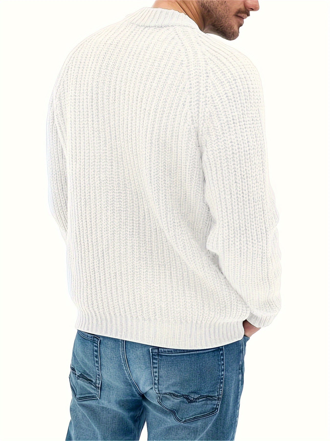 Men's Winter And Fall Solid Sweater, Warm Knit Sweater, As Gifts