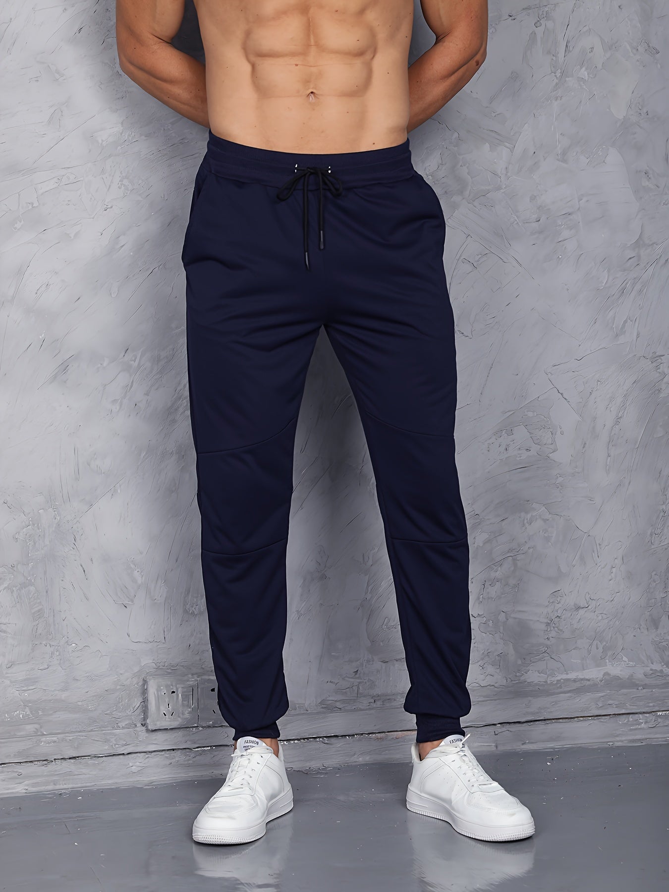 FORUWISH  -  Men's Casual And Chic Solid Slim Fit And Cuffed Sweatpants With Drawstring And Pockets, Versatile For Training Jogging Wear And Outdoors Activities