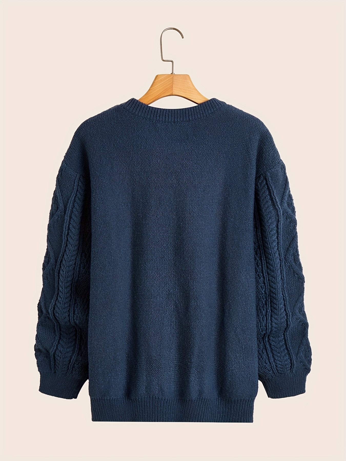 Men's Warm Knit Sweater, Trendy Comfy Pullover