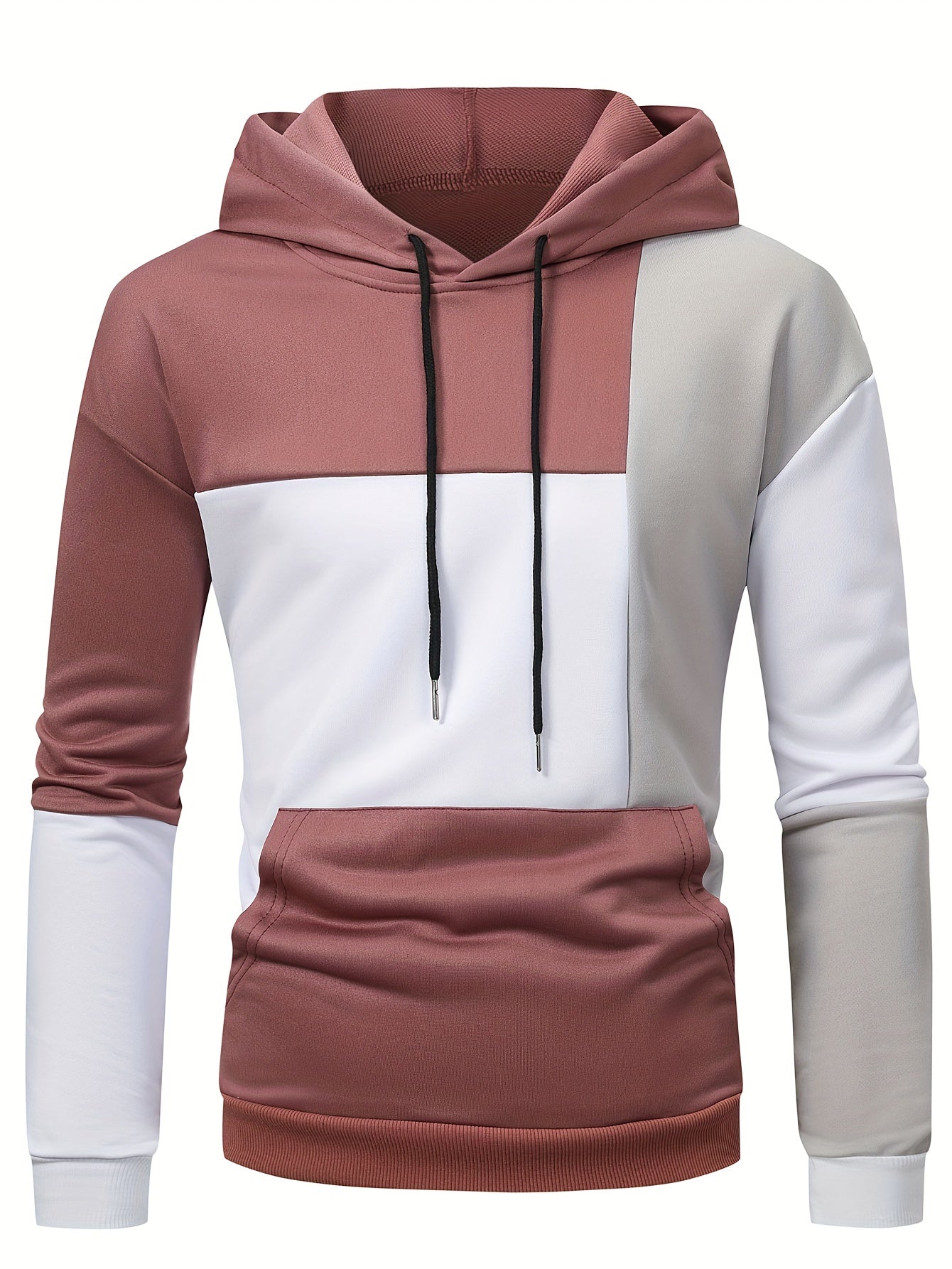 Men's Comfortable Hoodie for Spring/Fall: Long-Sleeve, Stretch Knit, Kangaroo Pocket, Adjustable & Durable Style