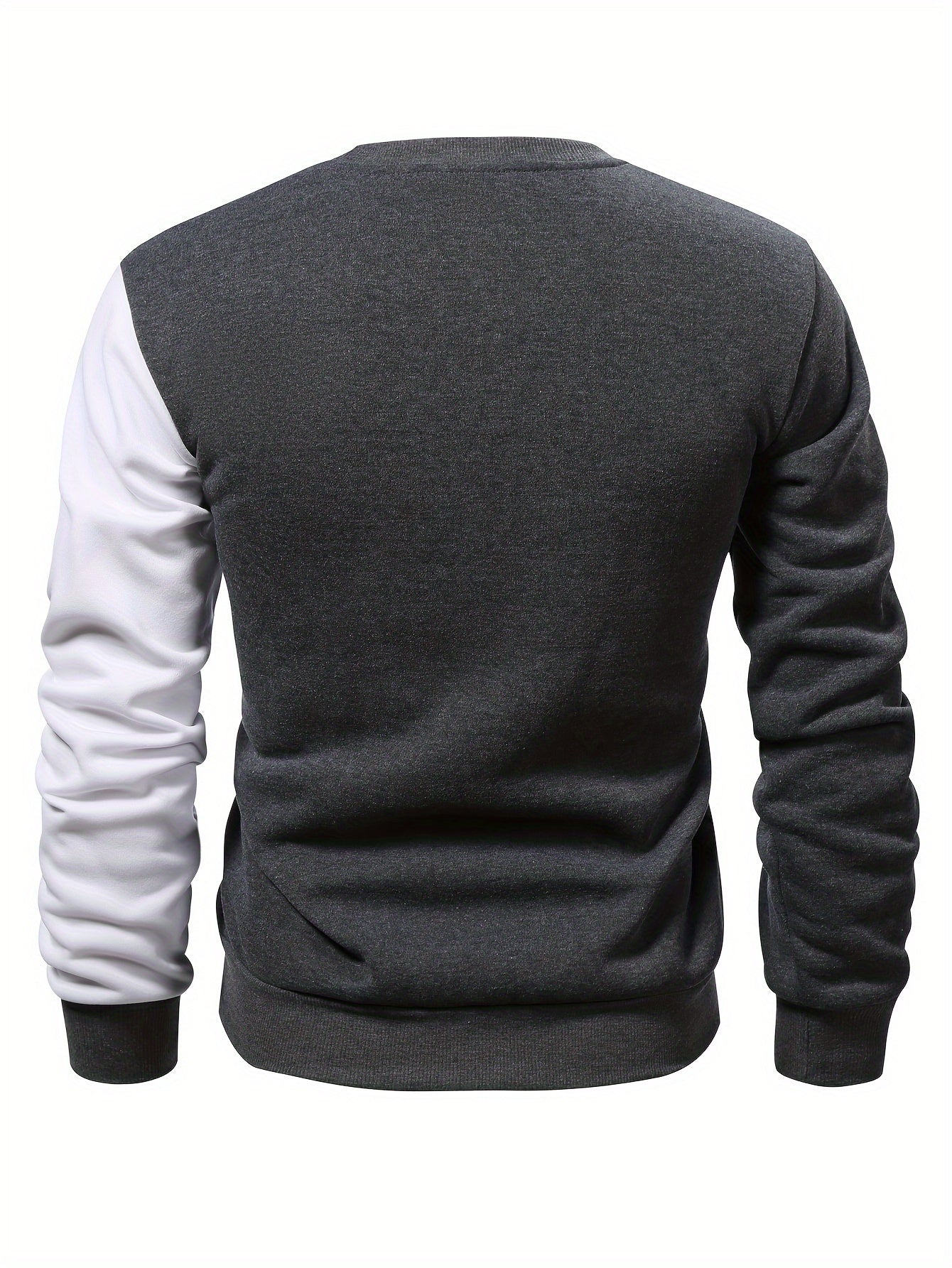 Mens Crew Neck Solid Color Sweatshirt - Soft Slight Stretch Polyester Fabric, Regular Fit, Machine Washable, Casual Trendy Design for Fall Winter