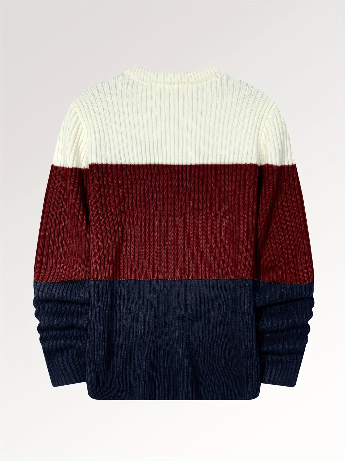 Men's Color Block Crew Neck Pullovers Knit Sweater Top