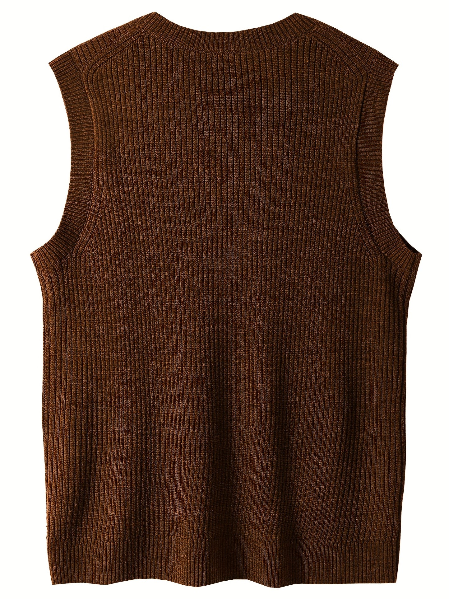 Men's V Neck Sweater Vest, Pullover Solid Color Sleeveless Sweaters Vest, Preppy Style