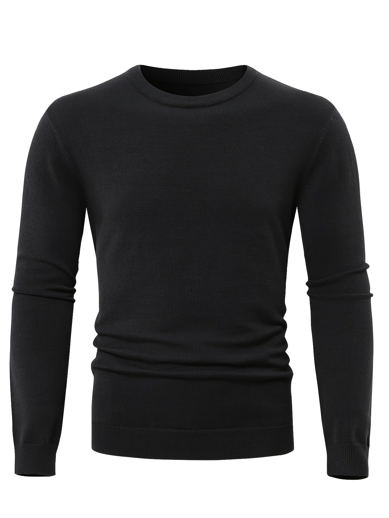 Men's Slim-fit Crew Neck Sweater - Soft Solid Knitted Pullover for Casual Fall and Winter Wear with Long Sleeve