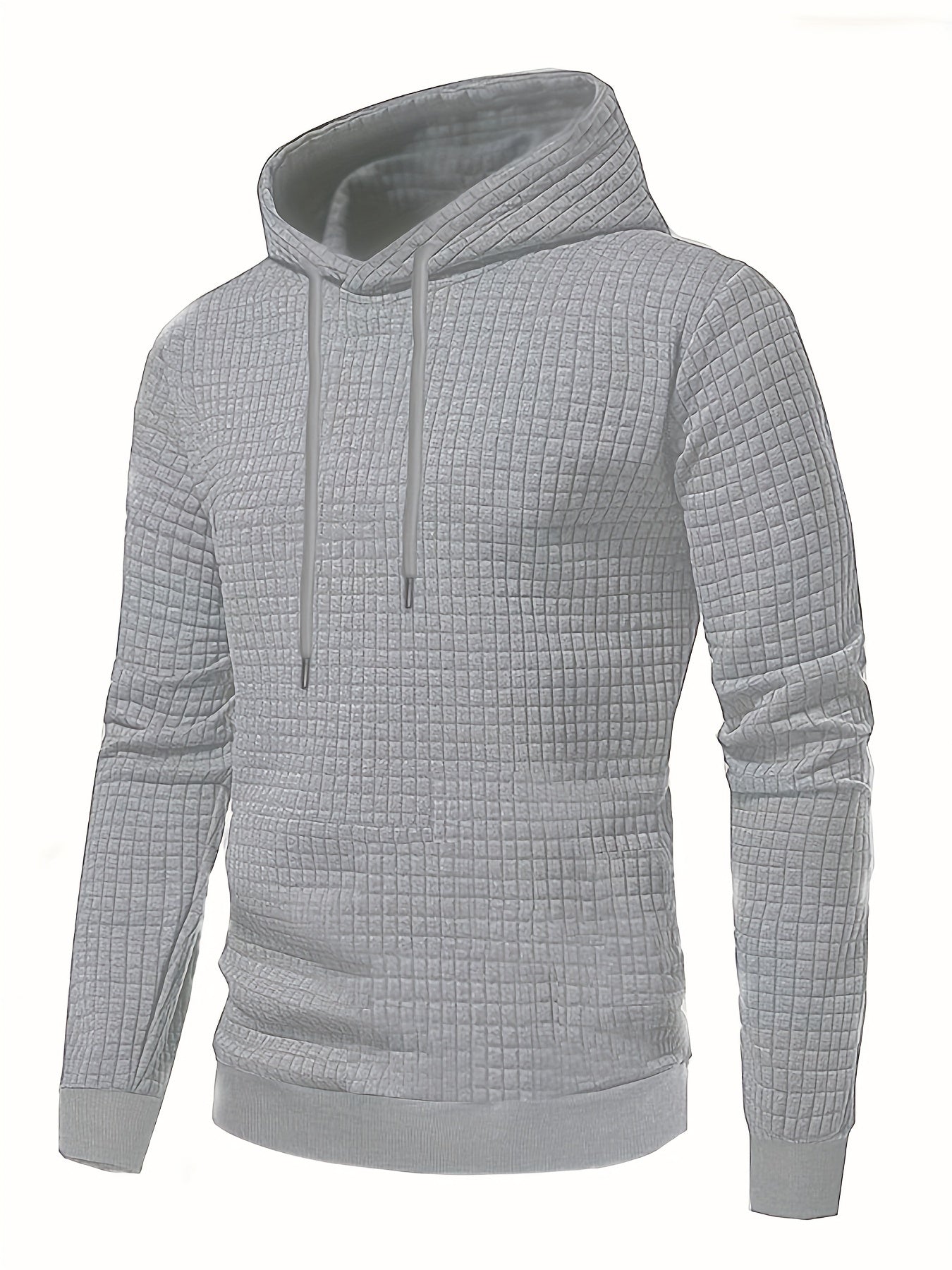 Men's Plain Hoodie, Comfy Stretch Drawstring Trendy Hooded Pullover