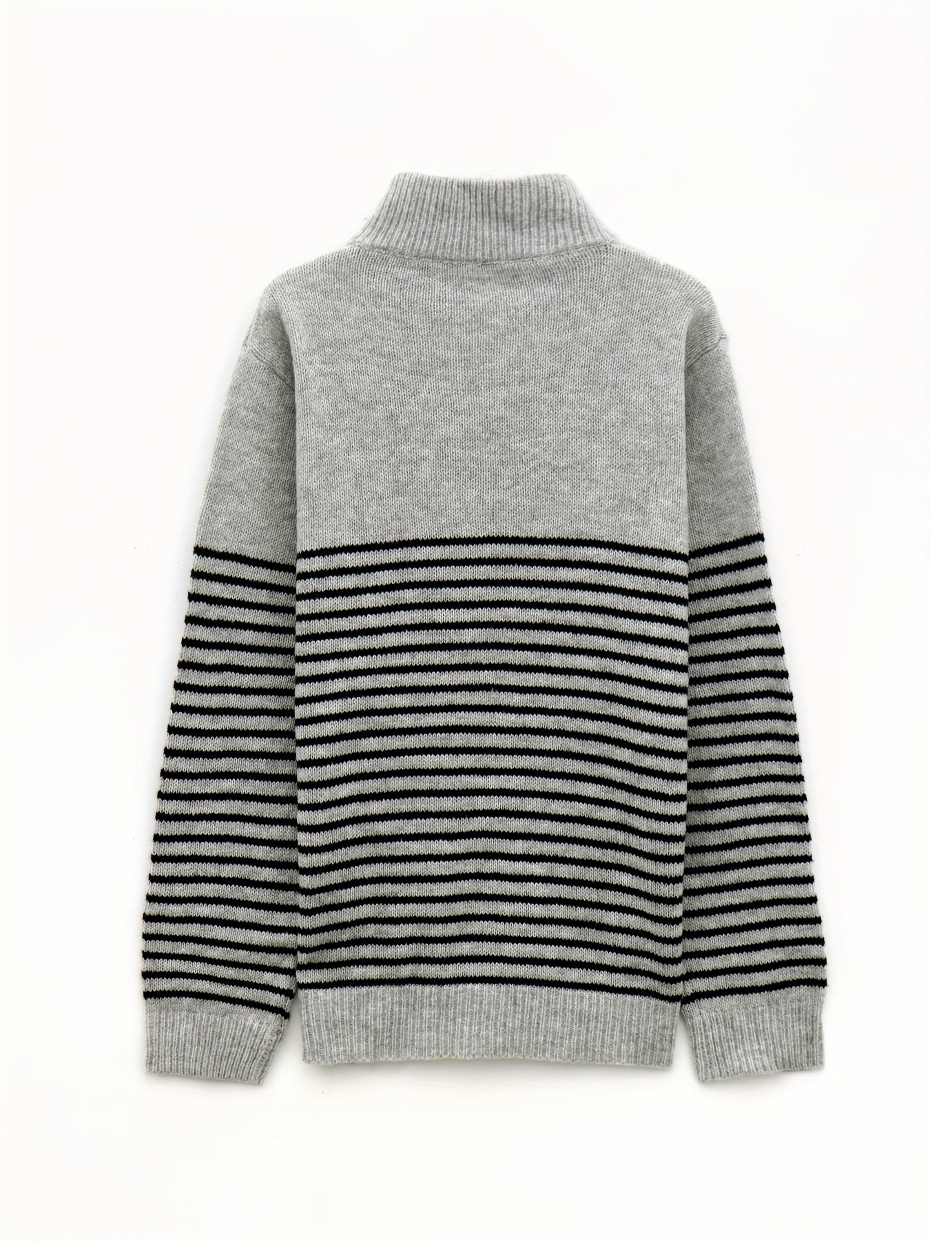 Cozy Striped Pullover Sweater - Soft Middle Stretch V Neck Design, Casual Fall Winter Shirt for Men, Knitted Fabric, Breathable, Comfortable, Perfect for Outdoor Activities